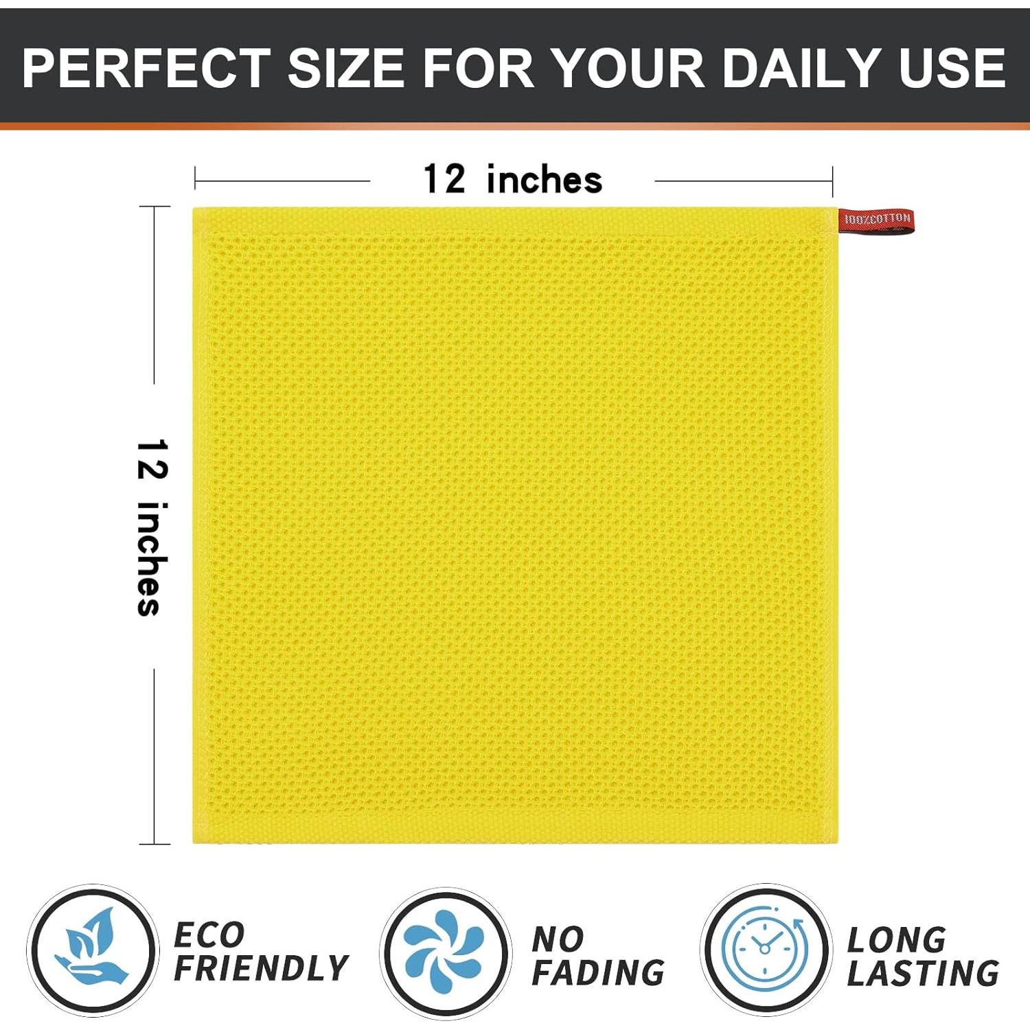 Paños de Cocina Kitinjoy 100% Algodón Amarillo 6 Piezas 30.48 cm