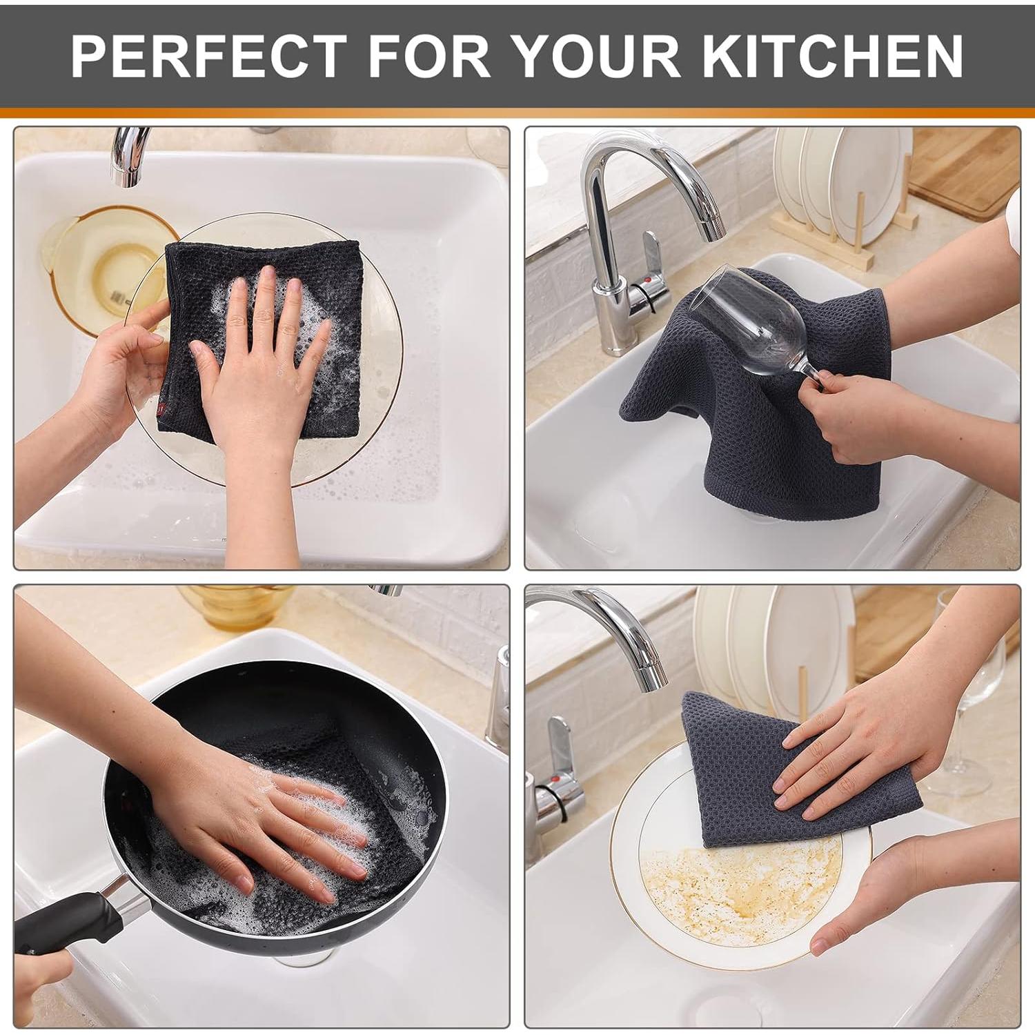 Paños de Cocina Kitinjoy 100% Algodón 6 Piezas 30x30 cm Gris