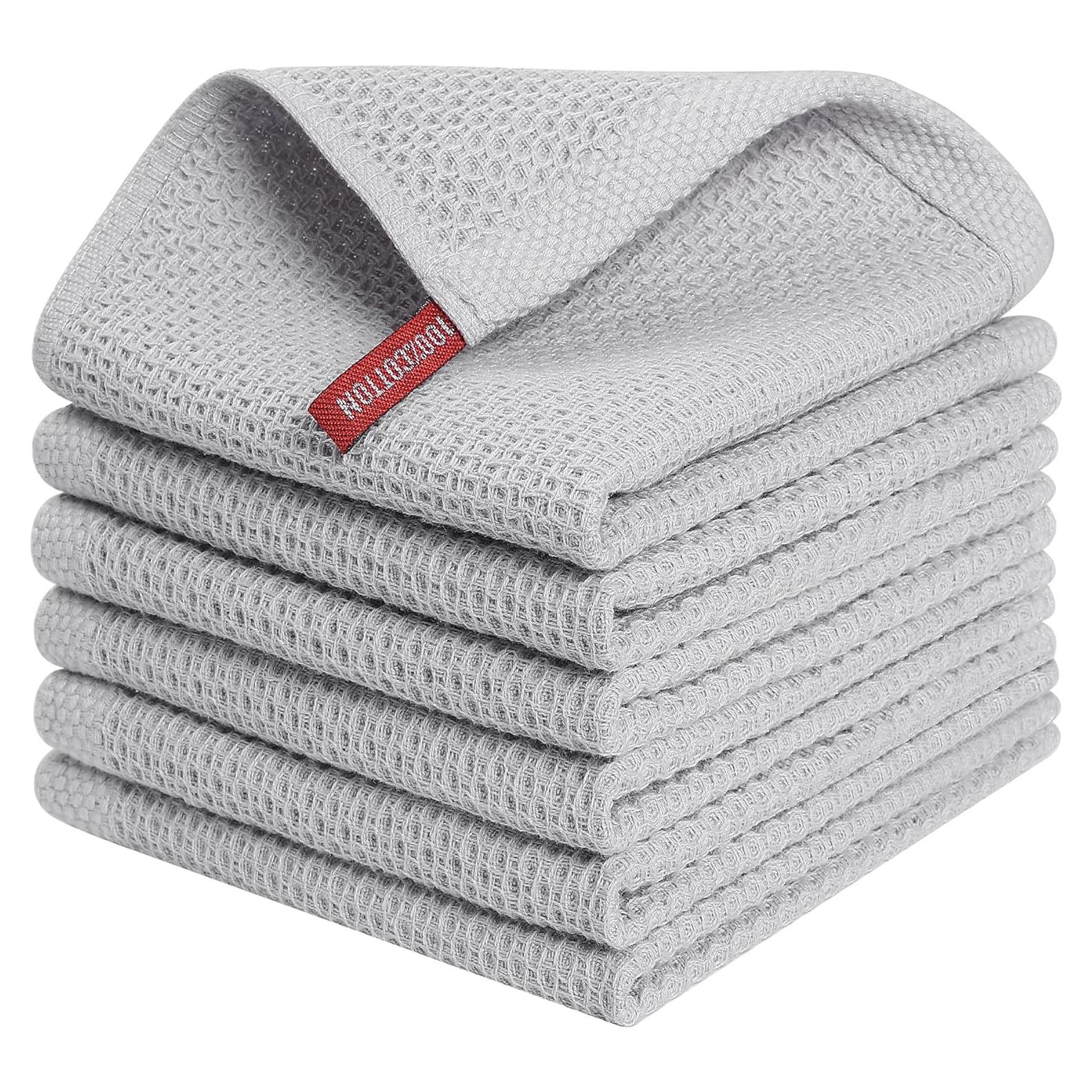 Kitinjoy Paños de Cocina 100% Algodón 6 Piezas 30x30 cm Gris