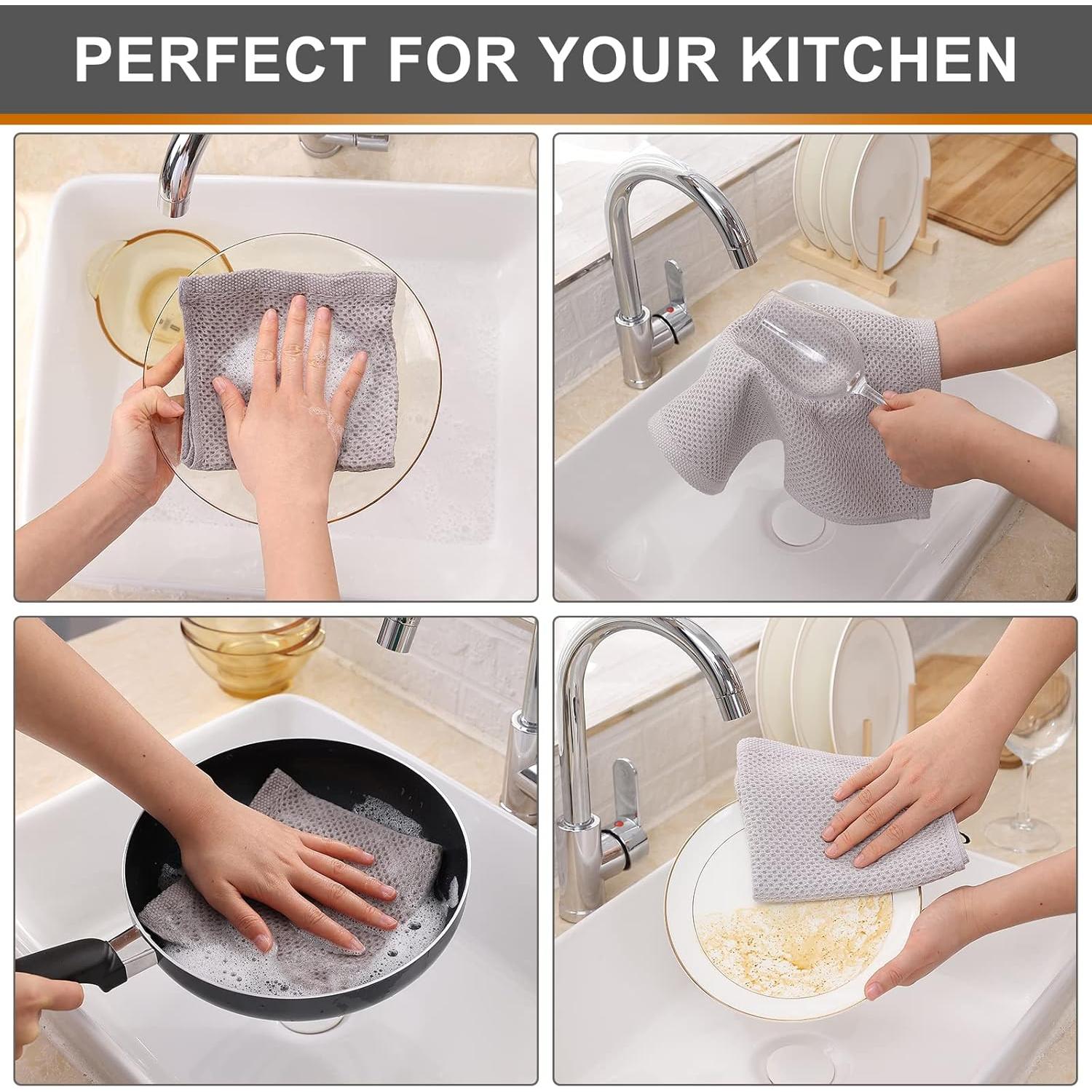 Kitinjoy Paños de Cocina 100% Algodón 6 Piezas 30x30 cm Gris