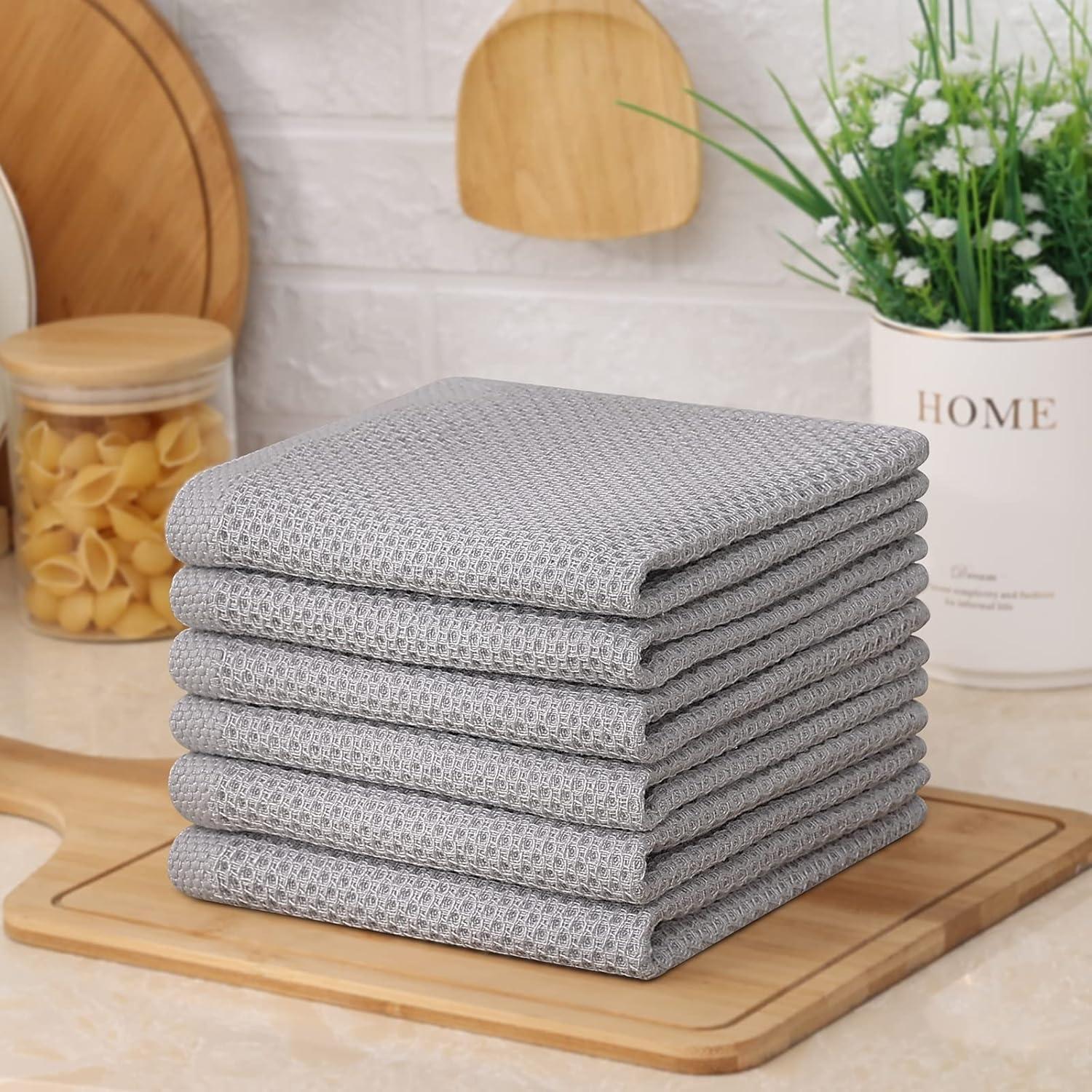 Kitinjoy Paños de Cocina 100% Algodón 6 Piezas 30x30 cm Gris