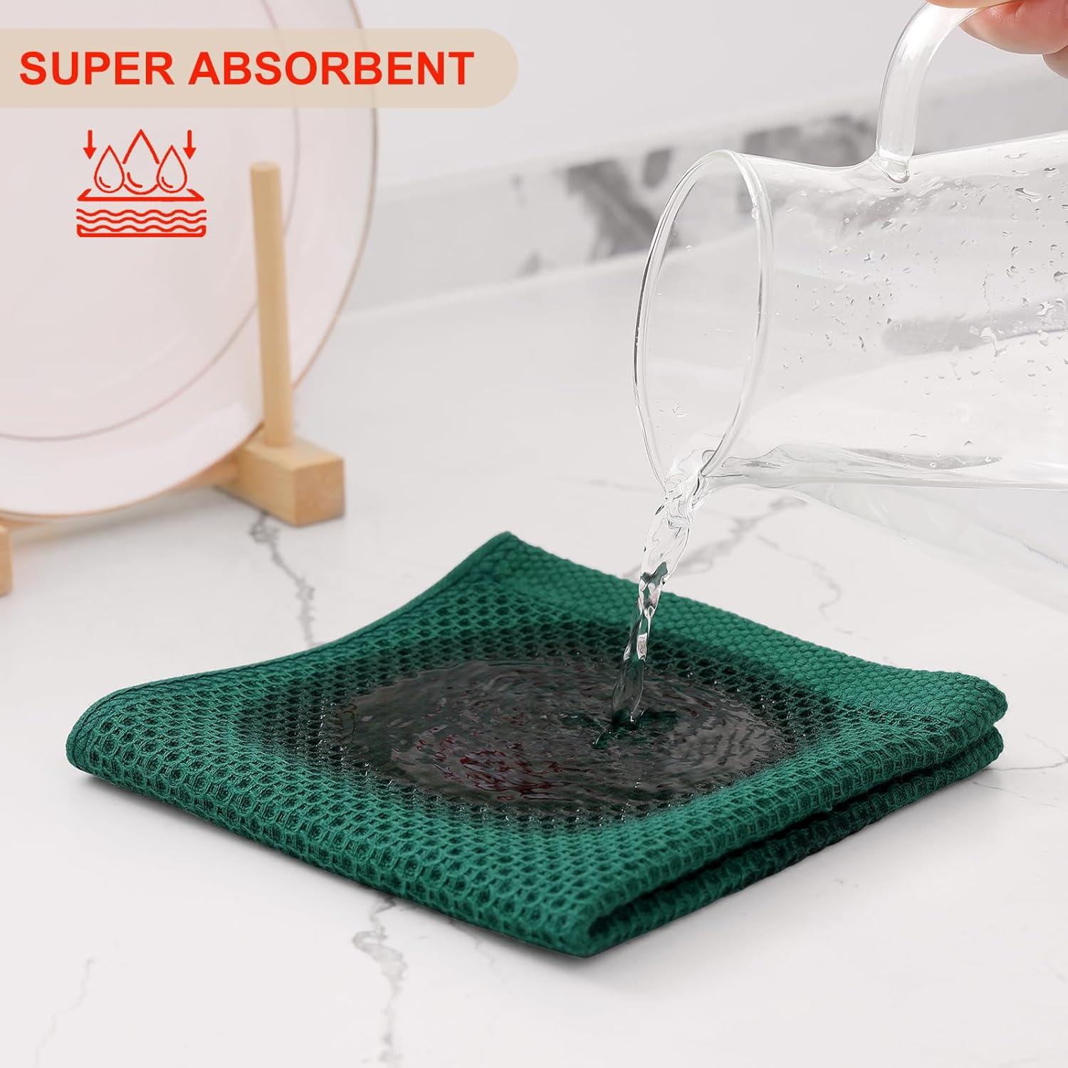 Paños de Cocina Kitinjoy 100% Algodón 6 Piezas 30x30 cm Verde