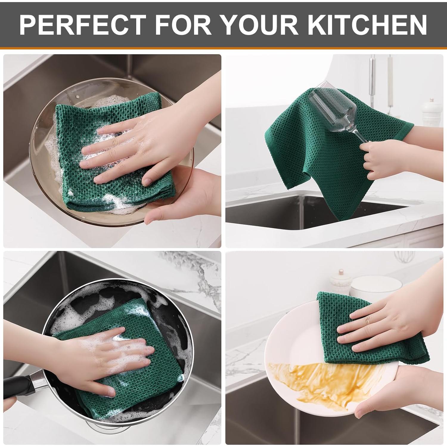 Paños de Cocina Kitinjoy 100% Algodón 6 Piezas 30x30 cm Verde