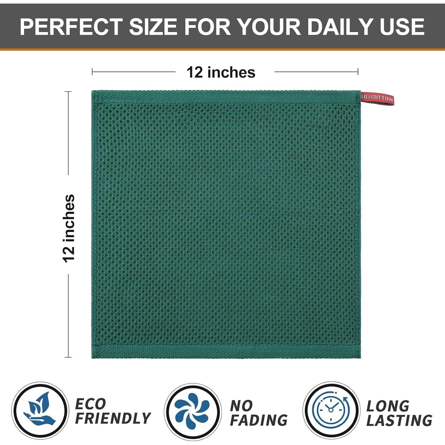 Paños de Cocina Kitinjoy 100% Algodón 6 Piezas 30x30 cm Verde