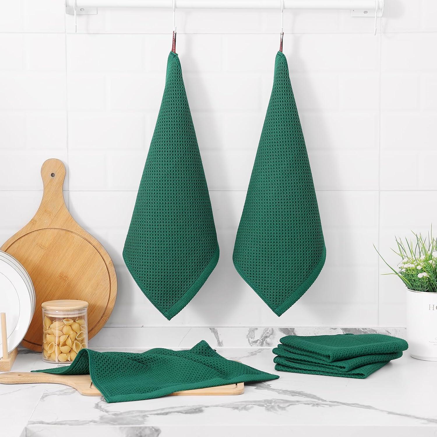 Paños de Cocina Kitinjoy 100% Algodón 6 Piezas 30x30 cm Verde