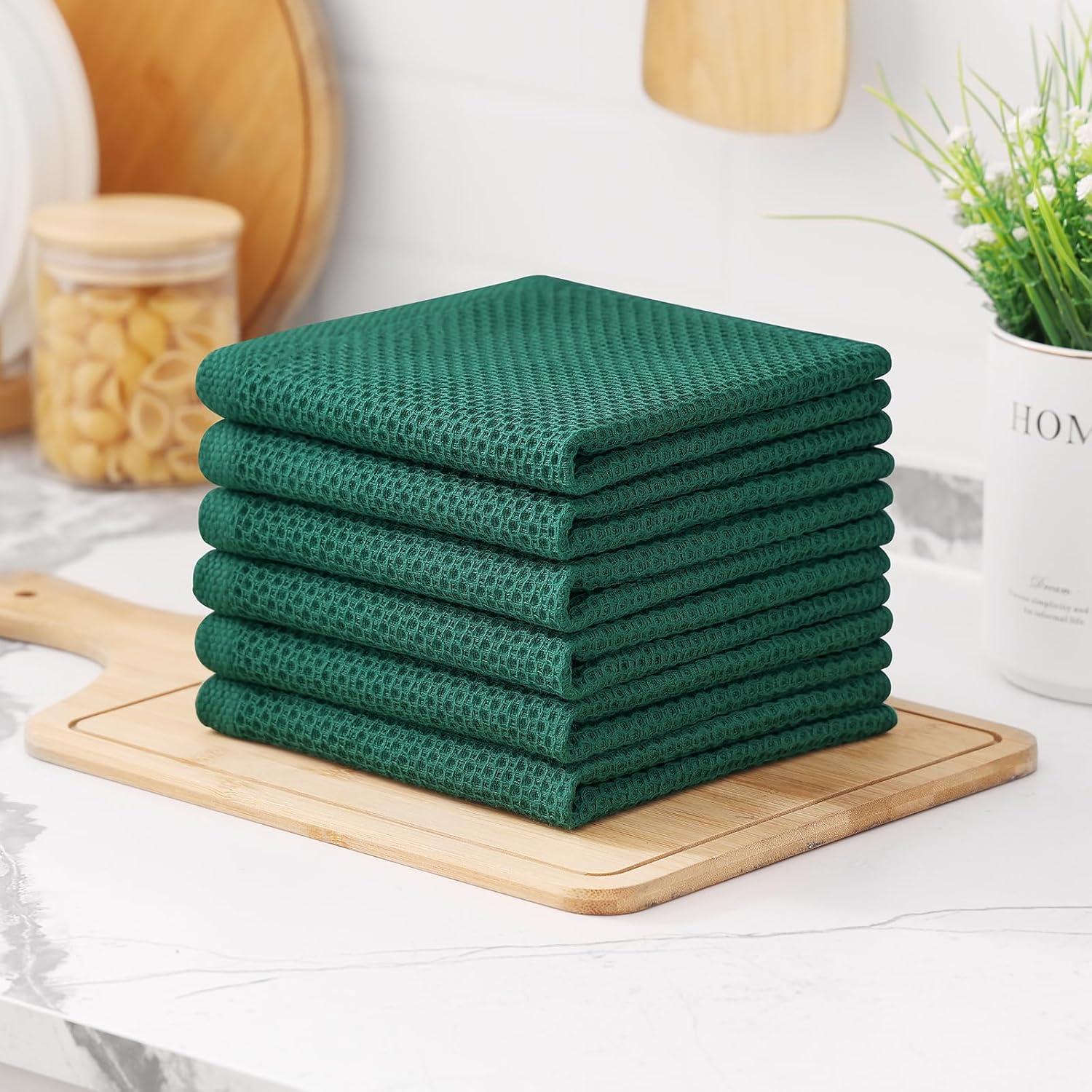 Paños de Cocina Kitinjoy 100% Algodón 6 Piezas 30x30 cm Verde