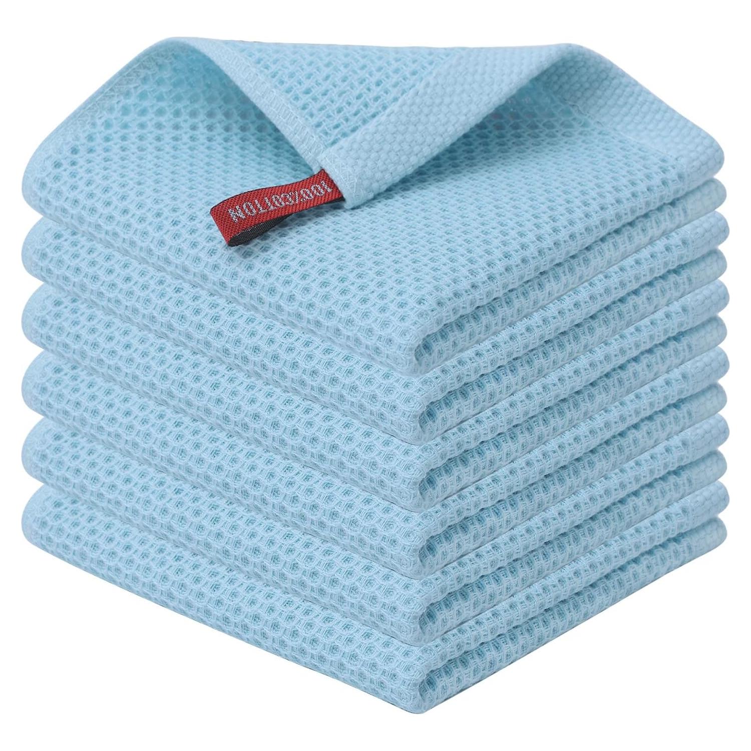 Kitinjoy Pañitos de Cocina 100% Algodón 30.48x30.48 cm Azul Cielo - Paquete de 6