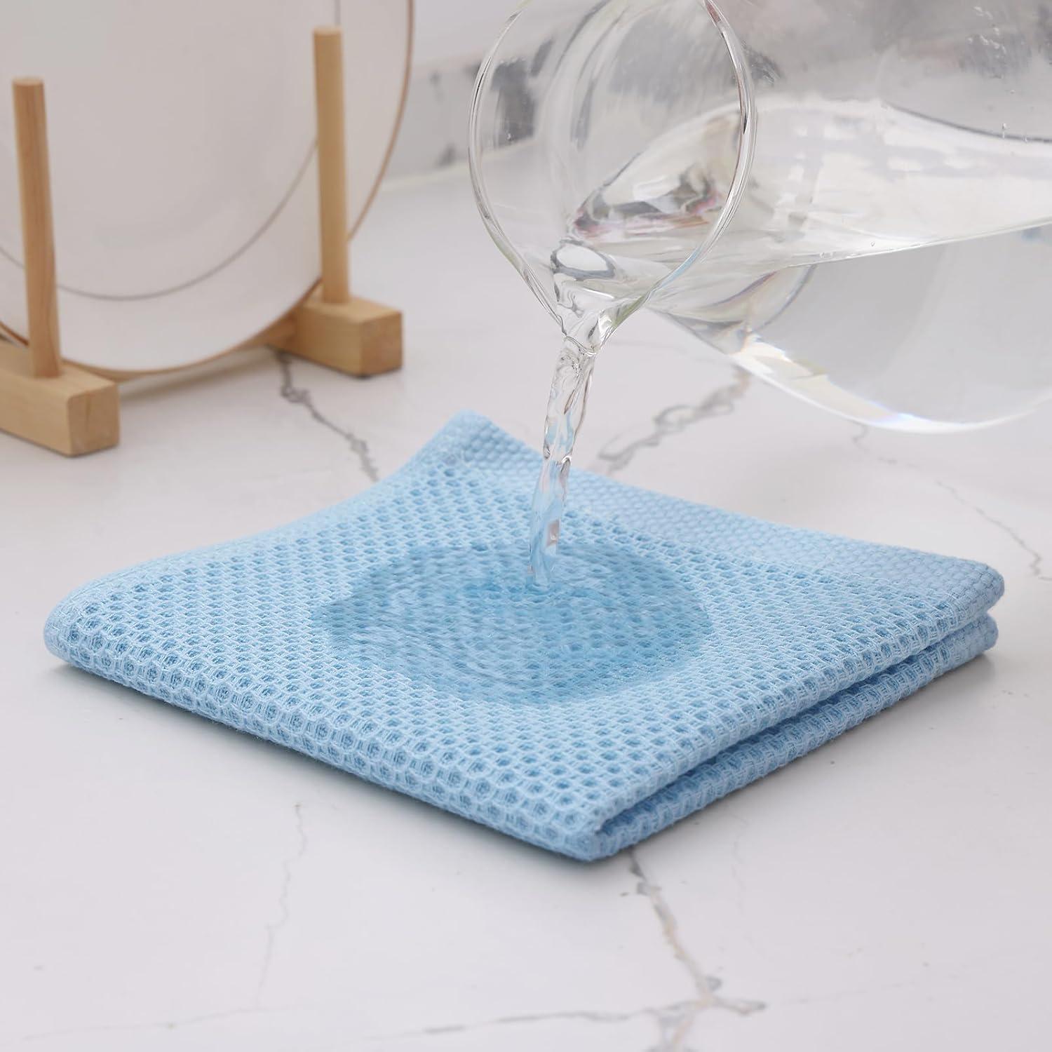 Kitinjoy Pañitos de Cocina 100% Algodón 30.48x30.48 cm Azul Cielo - Paquete de 6