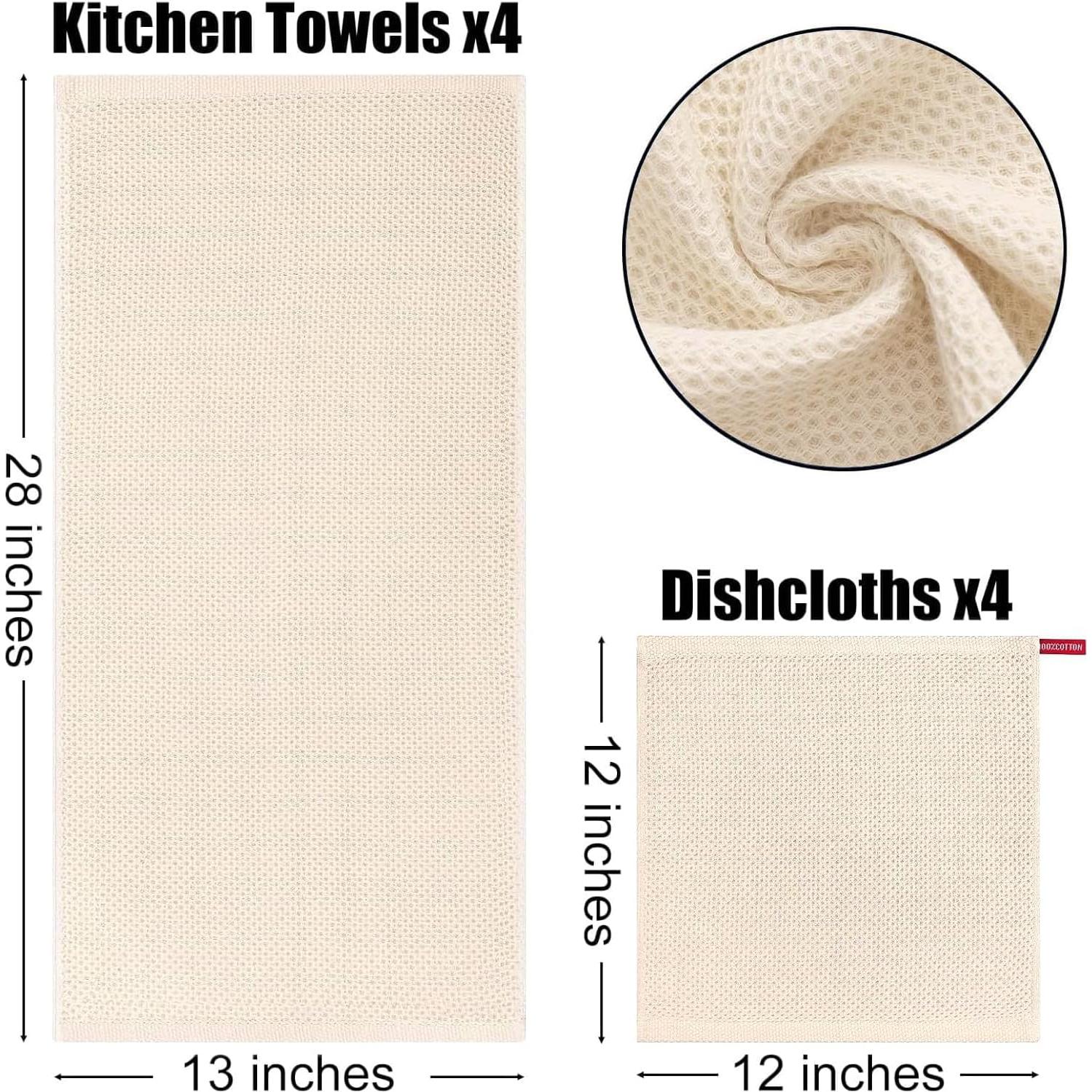 Kitinjoy Juego de Toallas de Cocina 100% Algodón 8 Piezas