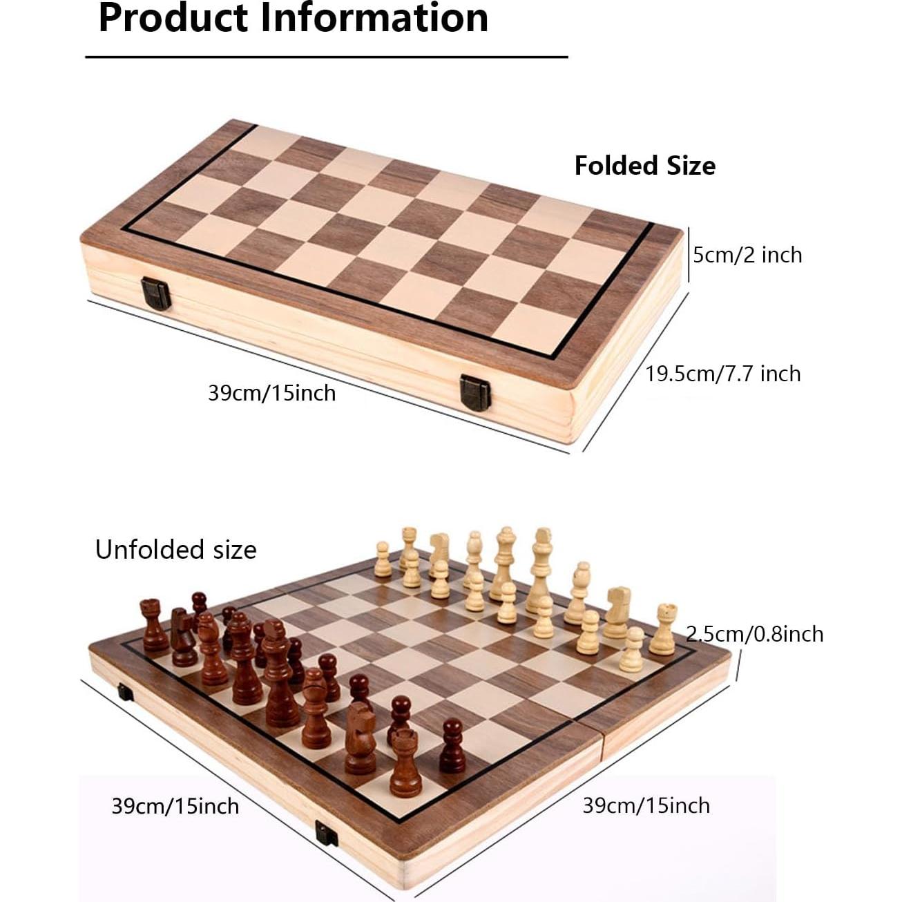 Juego de Ajedrez Magnético de Madera 38x38cm con 2 Reinas