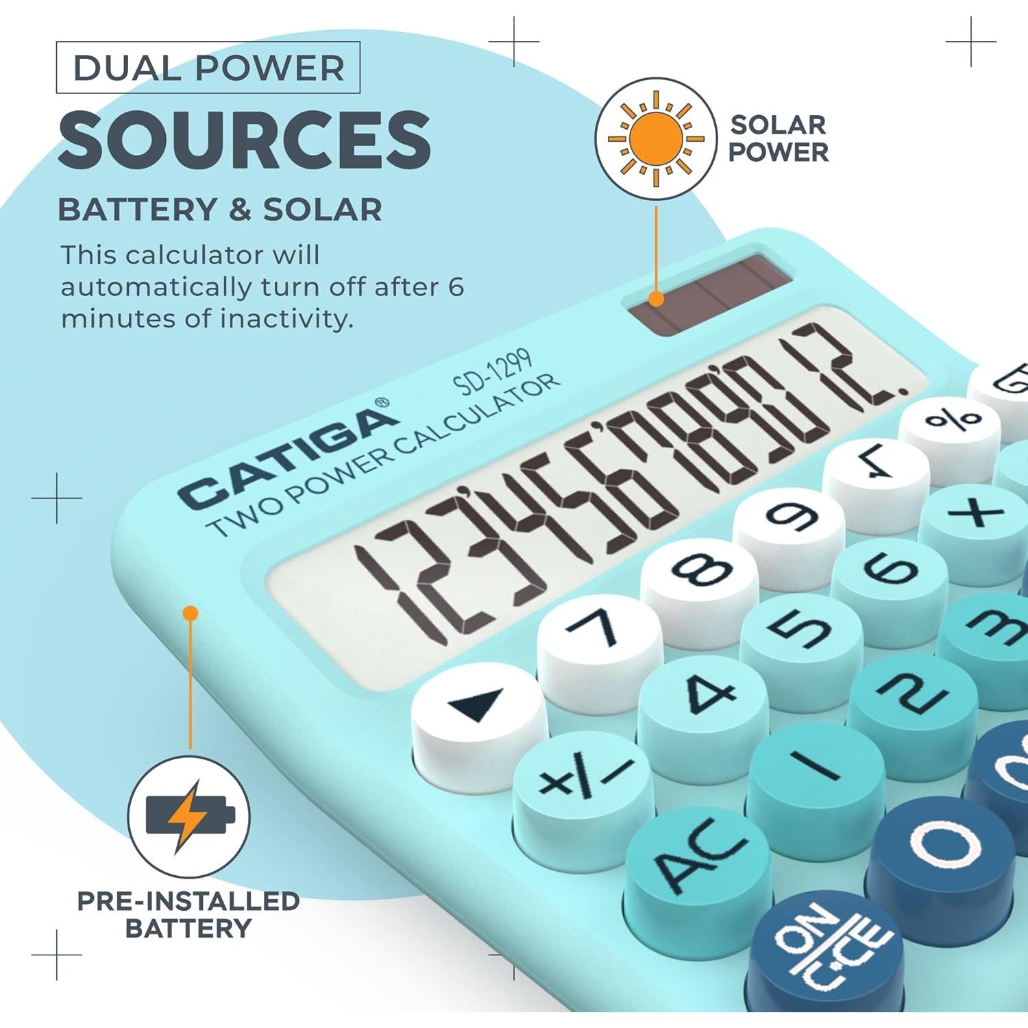 Calculadora Mecánica CATIGA SD-1299 Solar y Batería