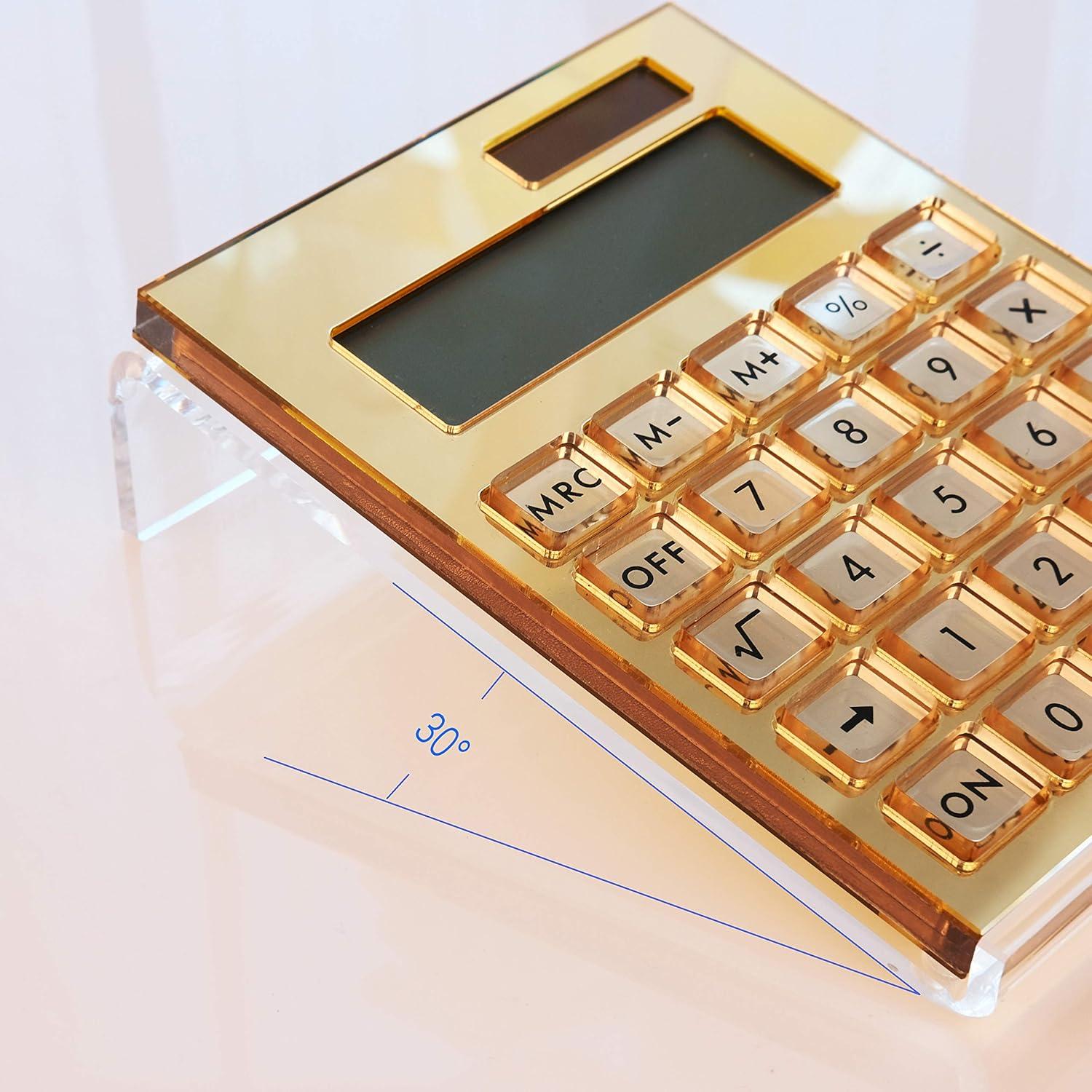 Calculadora Acrílica Oro JQYY con Soporte y Pantalla LCD