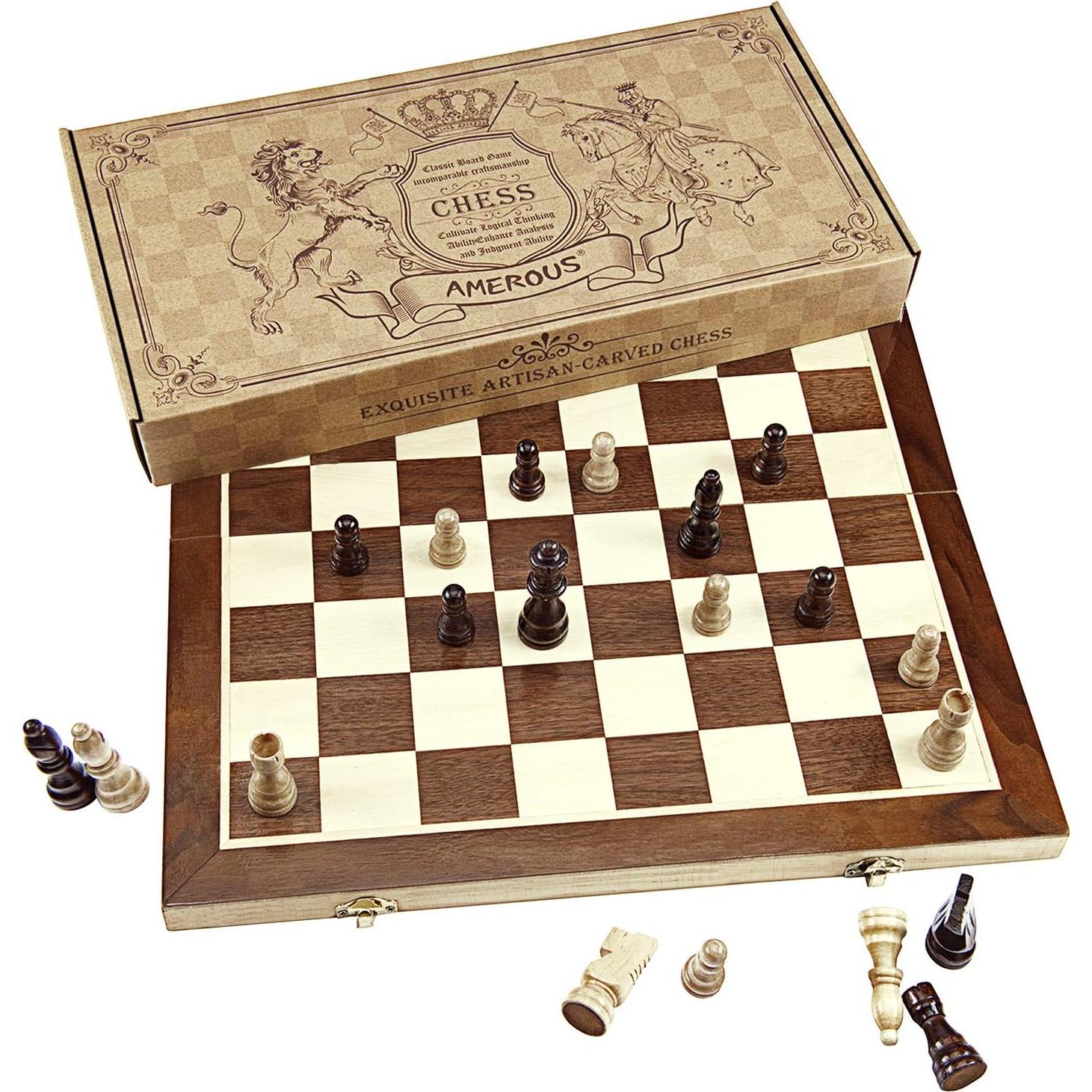 Juego de Ajedrez AMEROUS Magnético Plegable 39.6x39.6cm