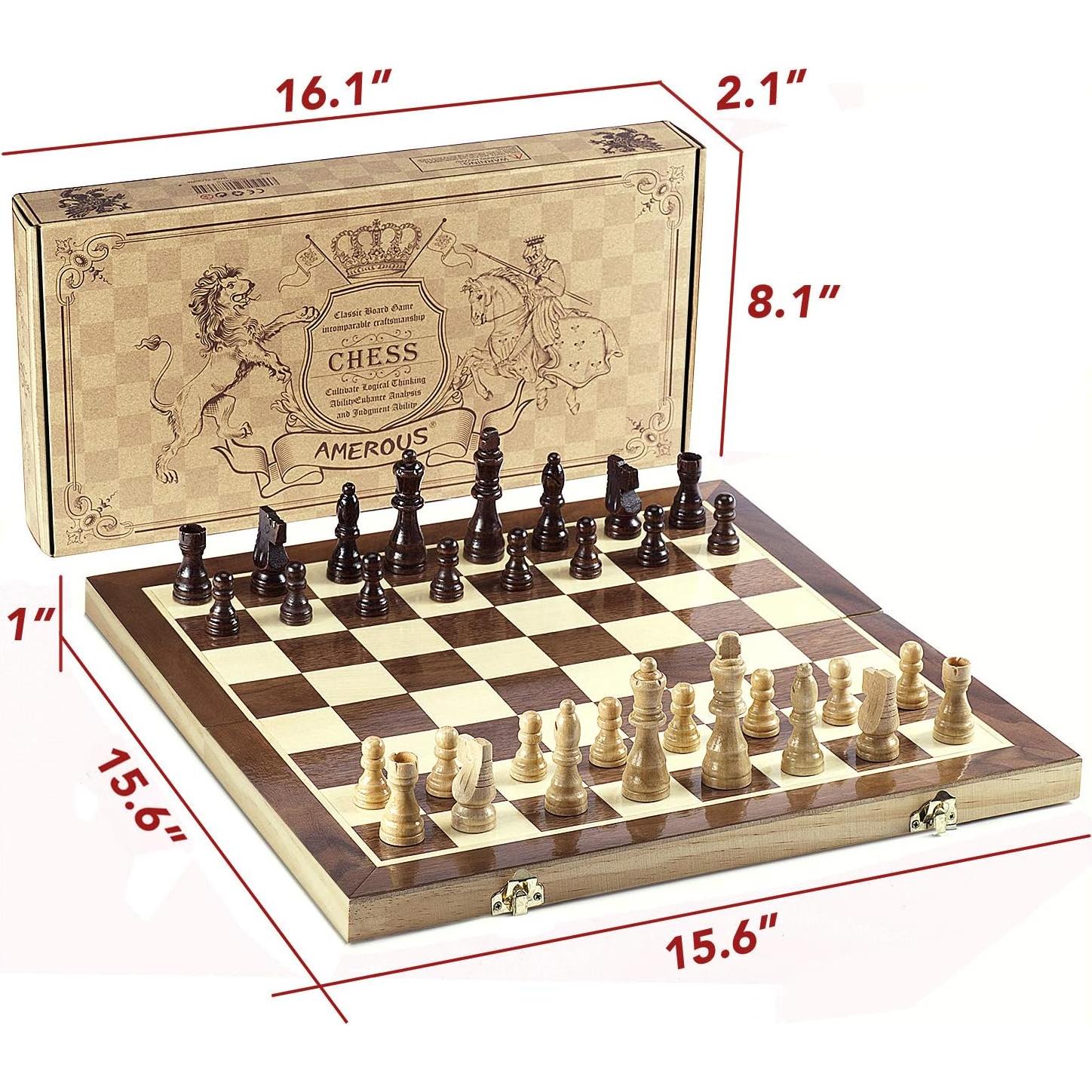 Juego de Ajedrez AMEROUS Magnético Plegable 39.6x39.6cm