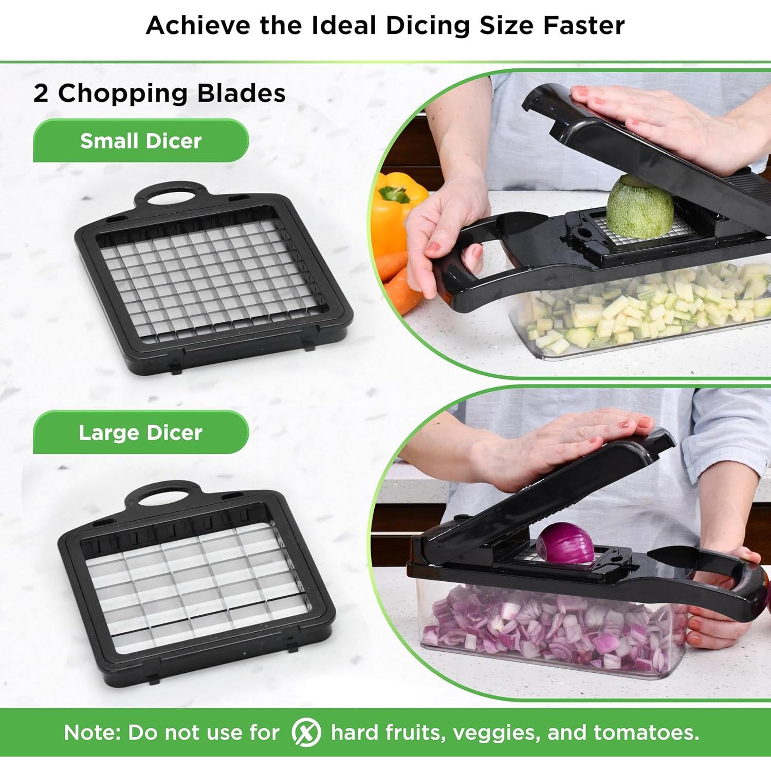 Picador de Verduras 8-en-1 Prep Naturals - Acero Inoxidable, Negro