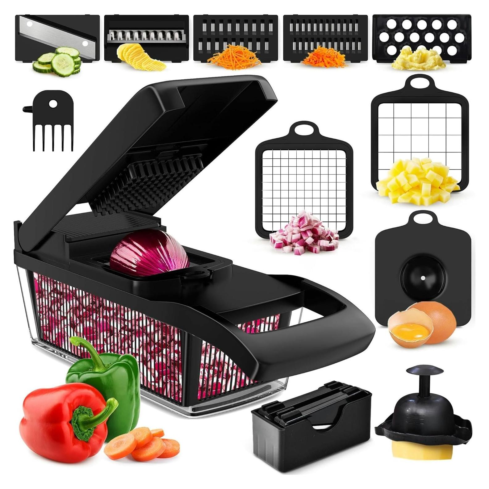 Picador de Verduras 8 en 1 Prep Naturals - Acero Inoxidable, Negro