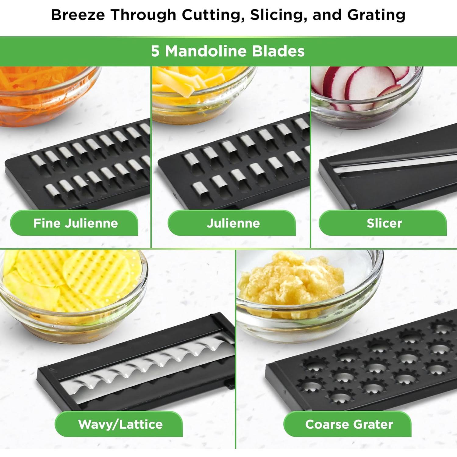 Picador de Verduras 8 en 1 Prep Naturals - Acero Inoxidable, Negro