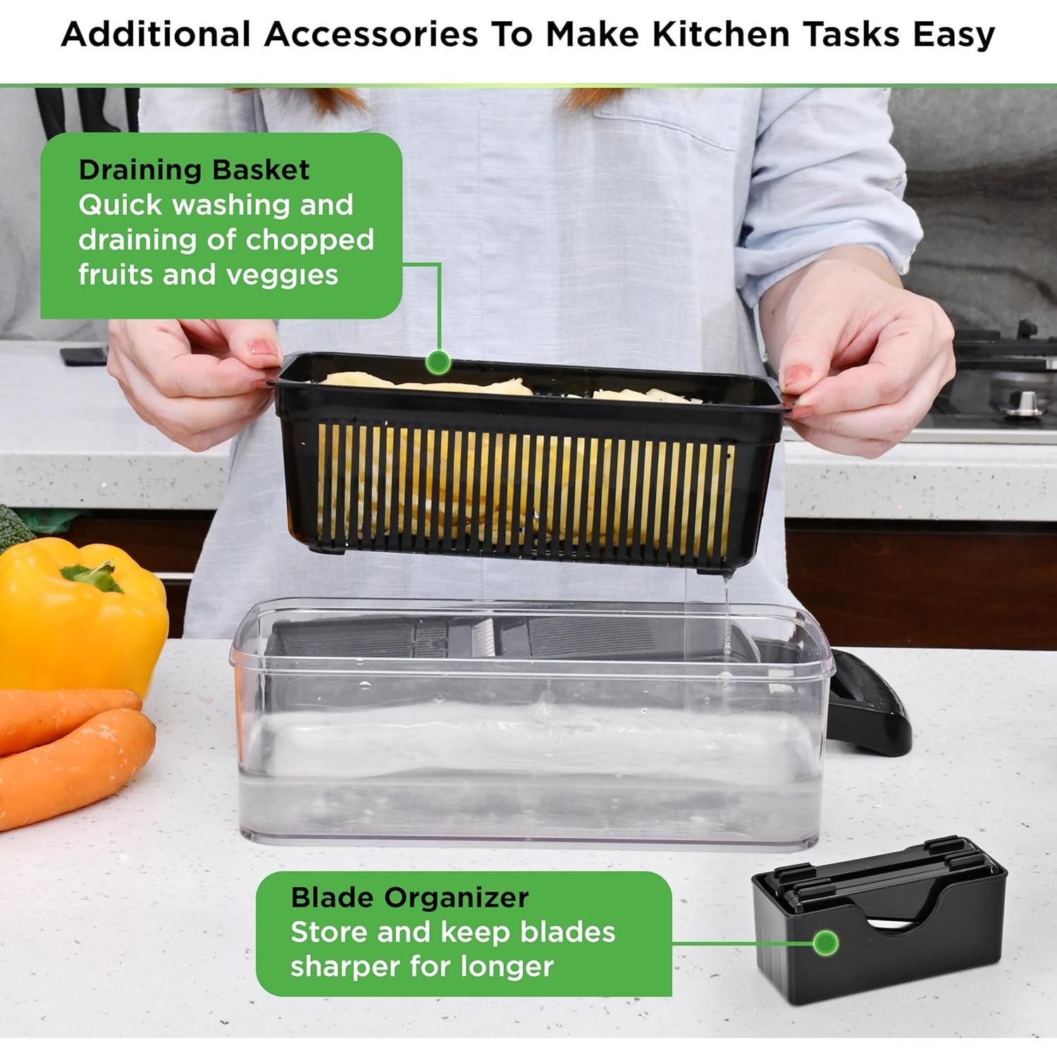 Picador de Verduras 8 en 1 Prep Naturals - Acero Inoxidable, Negro