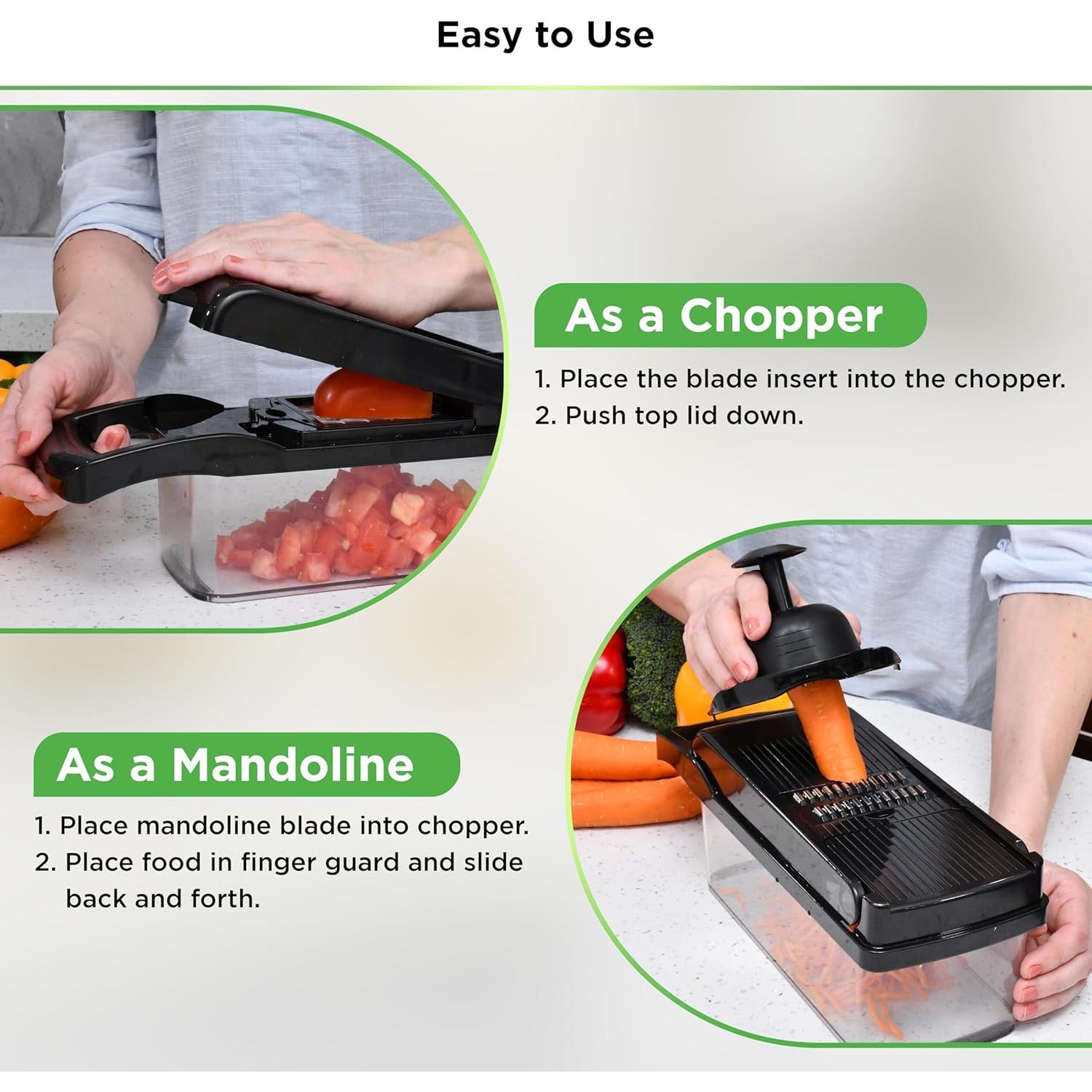 Picador de Verduras 8 en 1 Prep Naturals - Acero Inoxidable, Negro