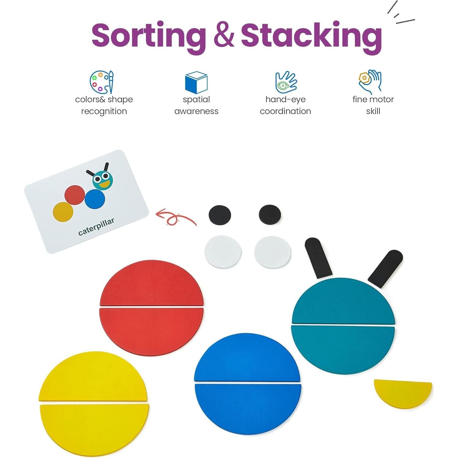 Rompecabezas de Madera LiKee 36 Bloques y 60 Tarjetas