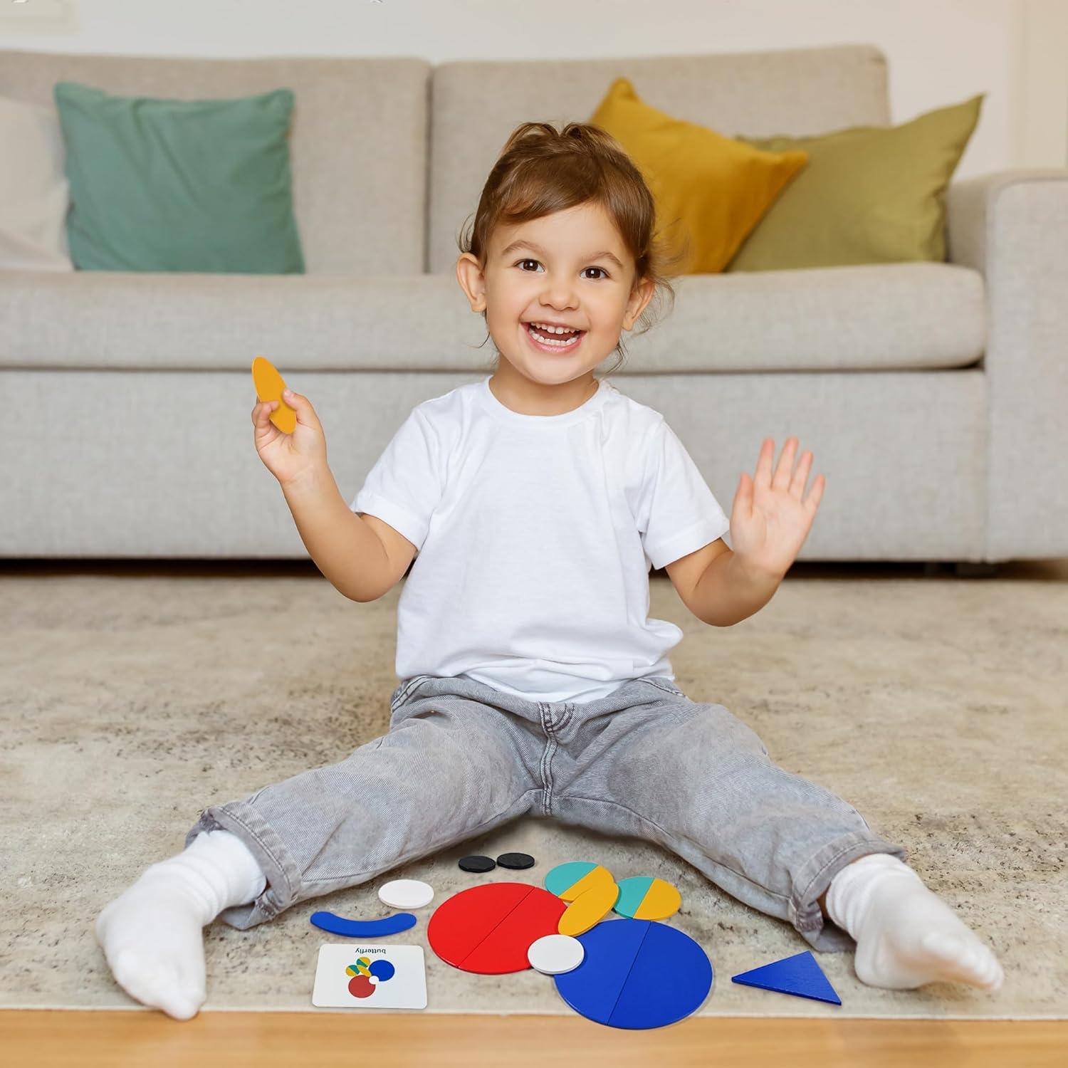 Rompecabezas de Madera LiKee 36 Bloques y 60 Tarjetas