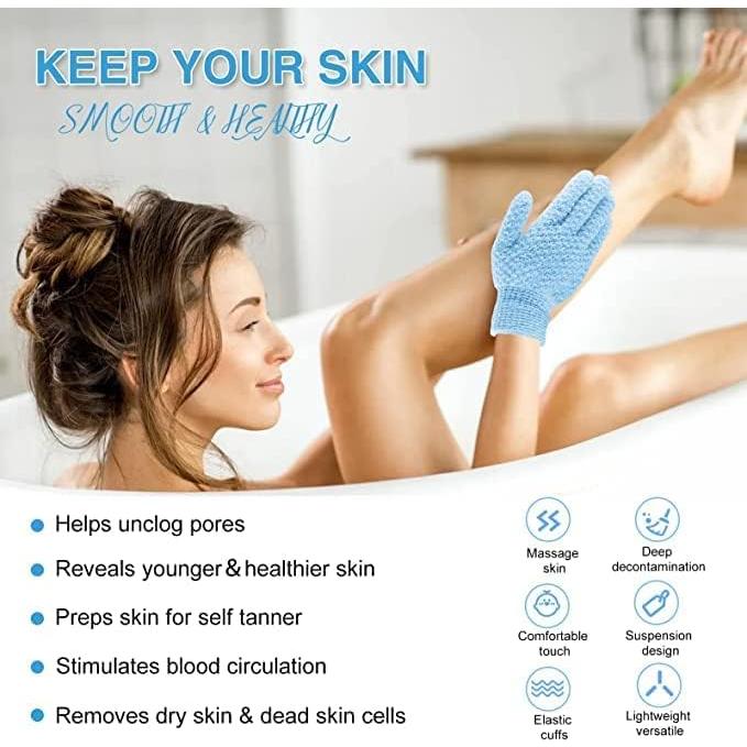 Guantes Exfoliantes Corporales Yiclick - 4 Piezas Azul