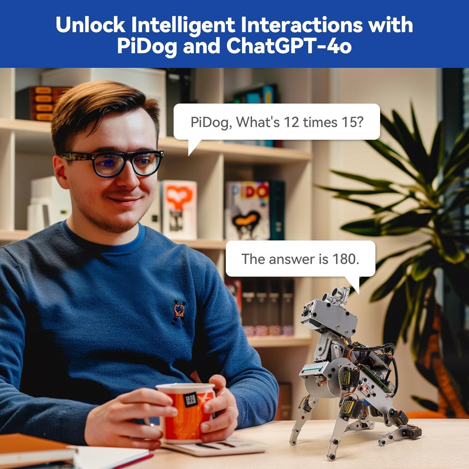 Robot Perro AI SunFounder PiDog con ChatGPT-4o y 12 servos