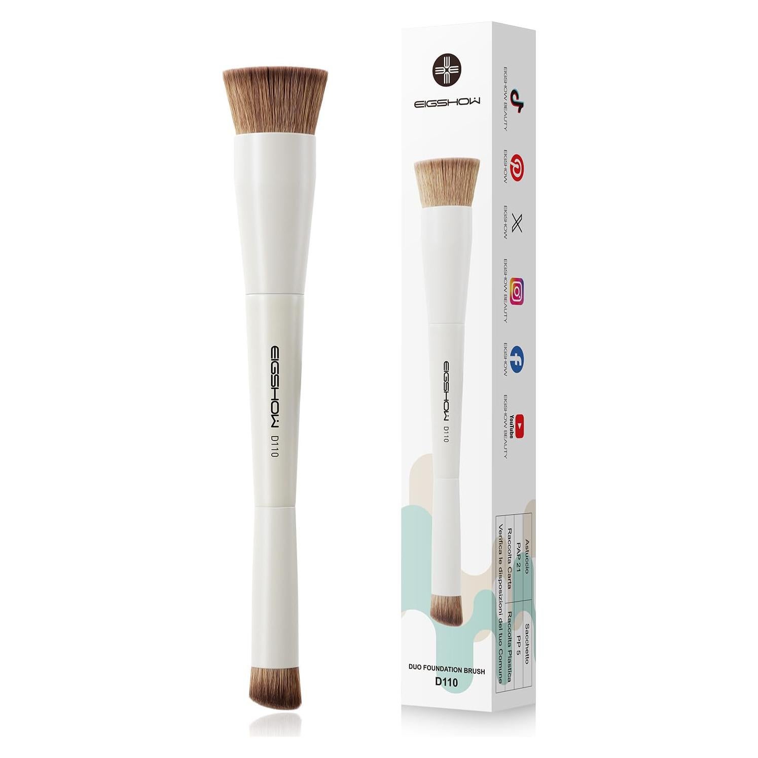 Brocha de Maquillaje Doble Cara EIGSHOW D110 Beige Vegana