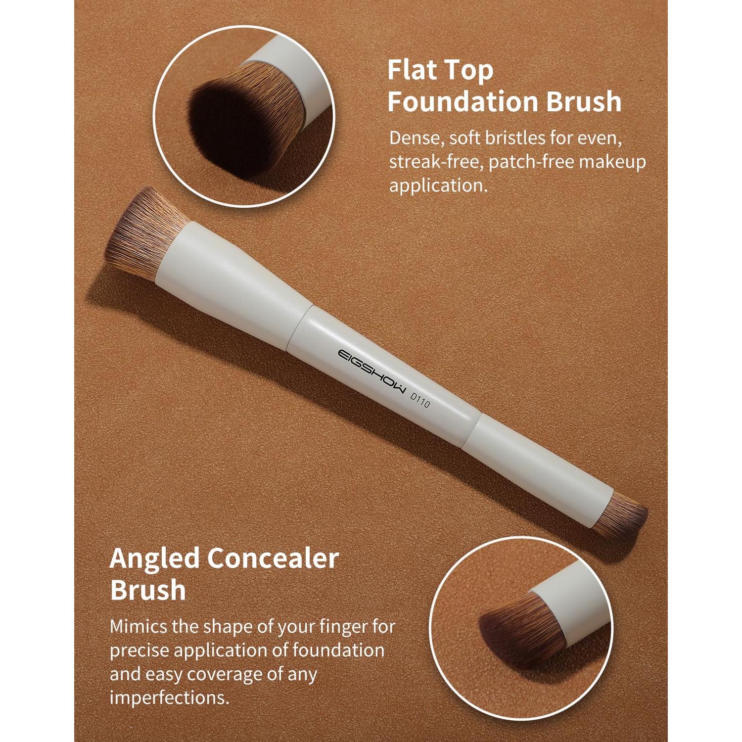 Brocha de Maquillaje Doble Cara EIGSHOW D110 Beige Vegana