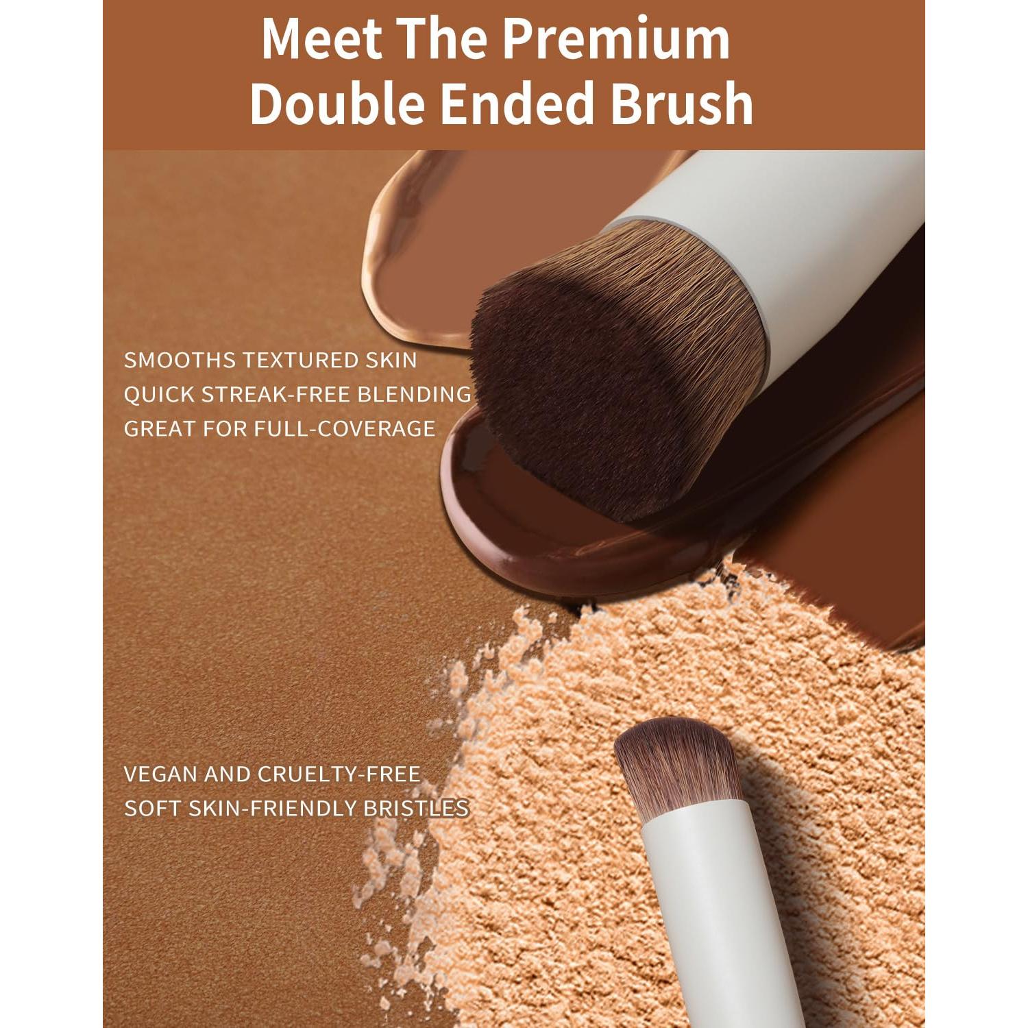 Brocha de Maquillaje Doble Cara EIGSHOW D110 Beige Vegana