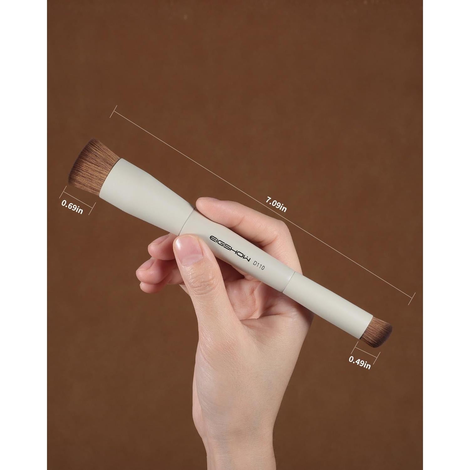 Brocha de Maquillaje Doble Cara EIGSHOW D110 Beige Vegana