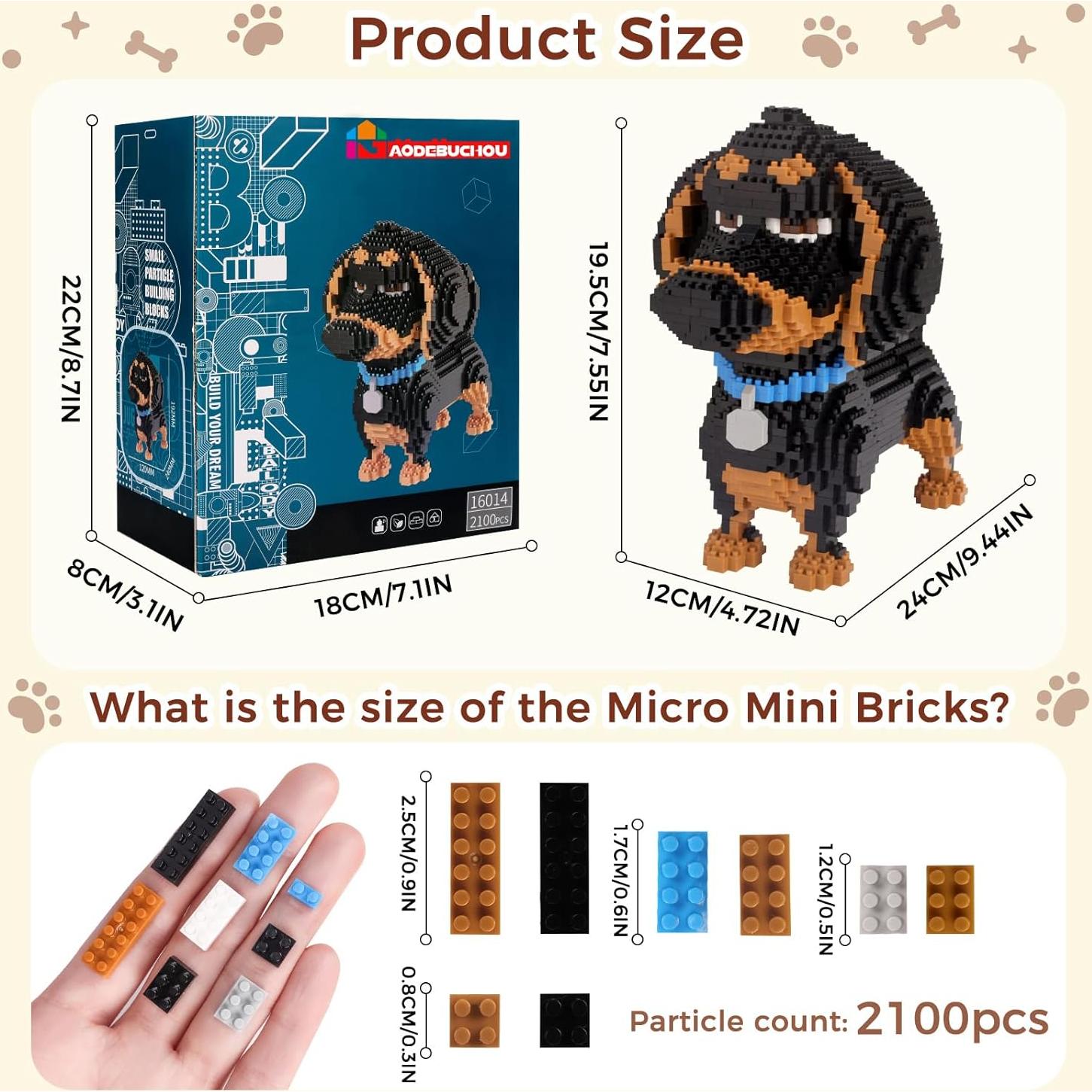 Juego de Bloques 3D Perro Dachshund GaoDeBuChou 2100 Piezas