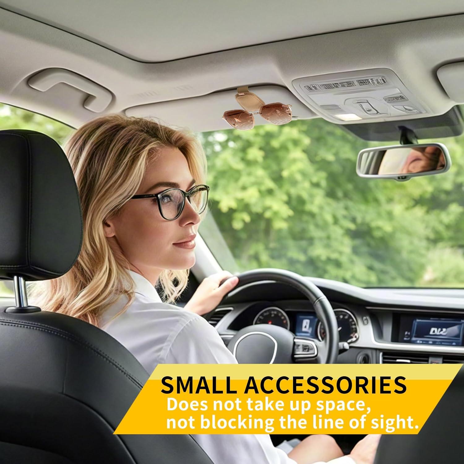 Soporte de Gafas de Sol Yuoyar Universal para Visera de Coche Beige