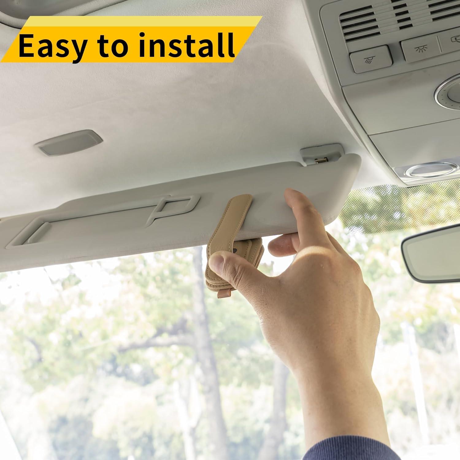 Soporte de Gafas de Sol Yuoyar Universal para Visera de Coche Beige