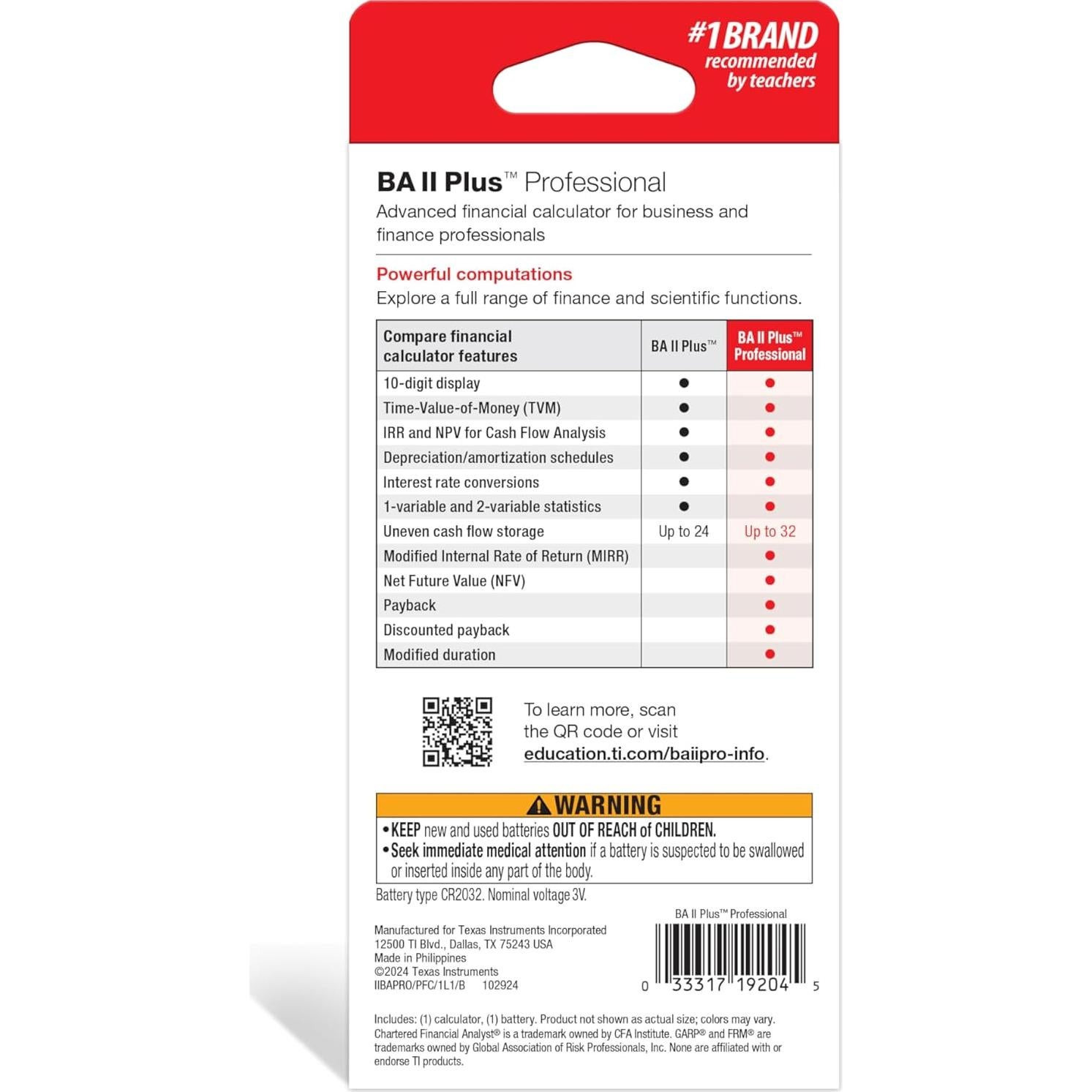 Calculadora Financiera BA II Plus Texas Instruments 24.9 cm