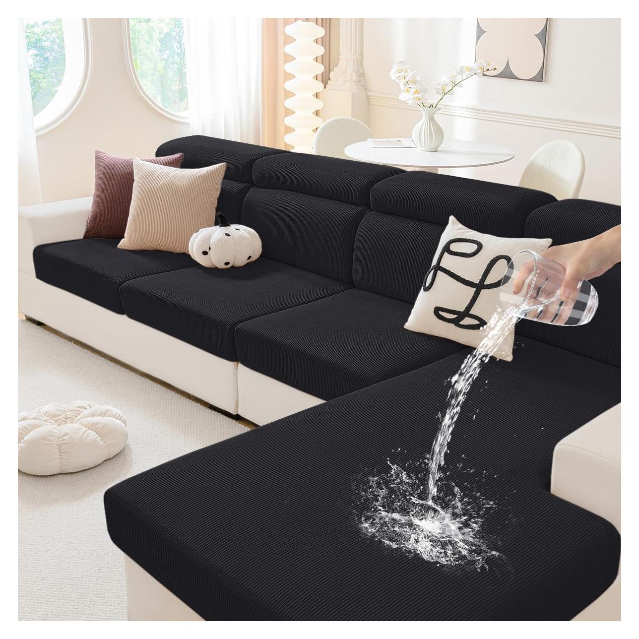 Fundas de Cojín Impermeables Hyha para Sofá - 2 Piezas Negras