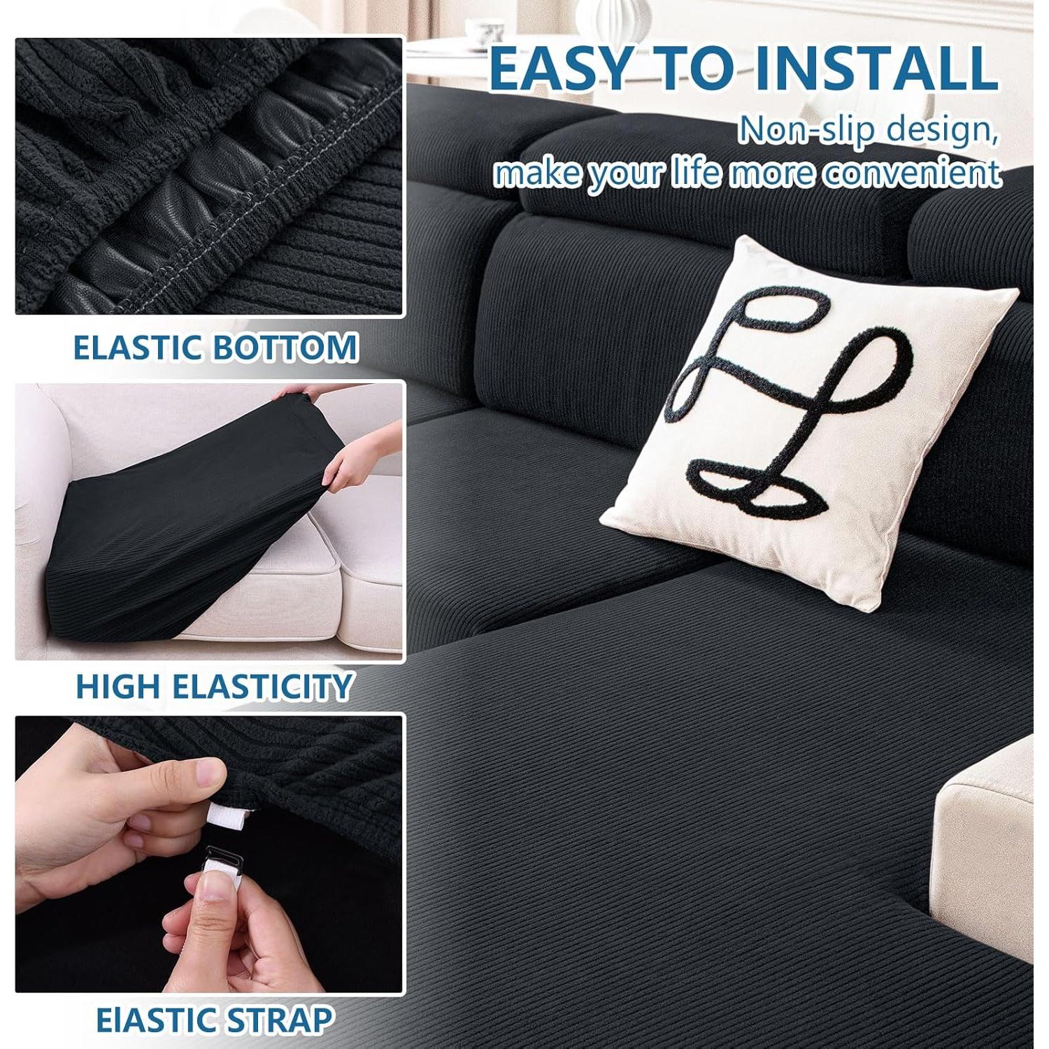 Fundas de Cojín Impermeables Hyha para Sofá - 2 Piezas Negras