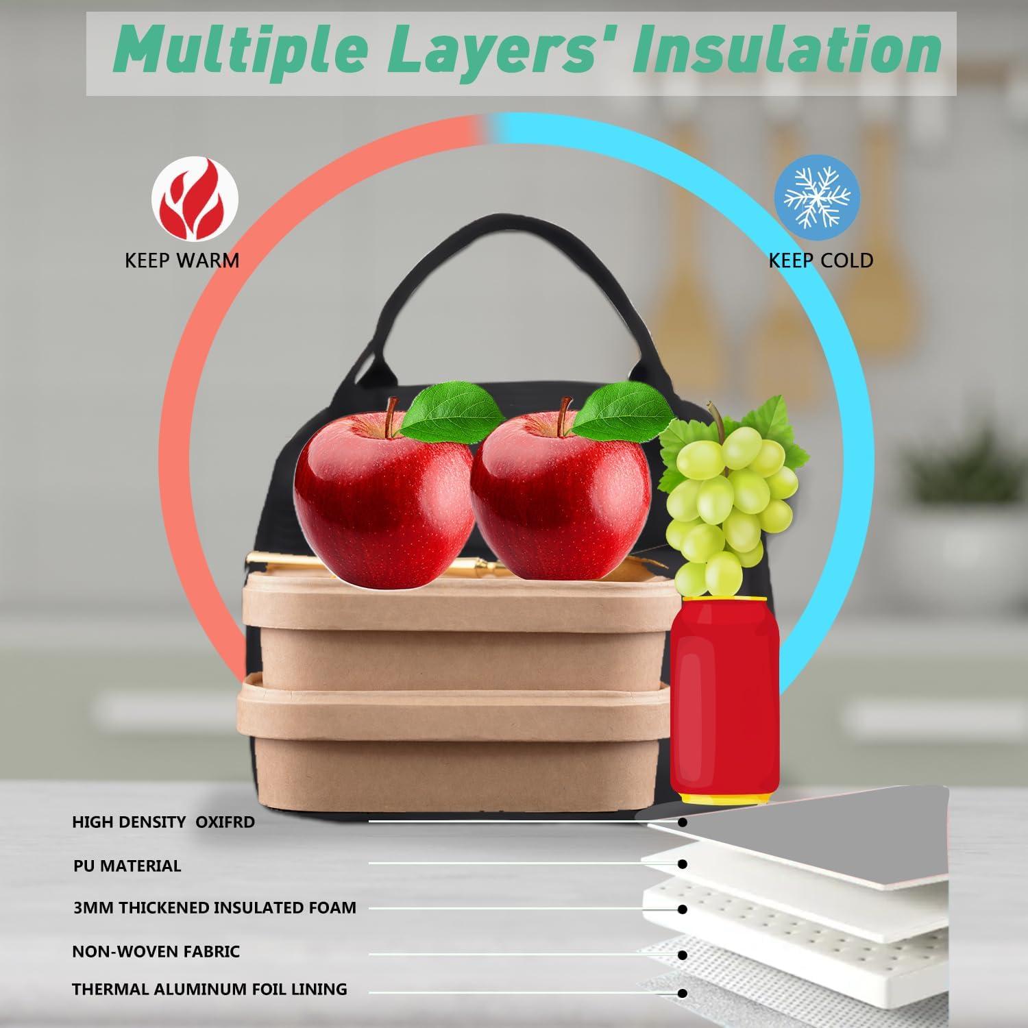 Bolsa de Almuerzo VLM Aislada Reutilizable Floral 8L Negra