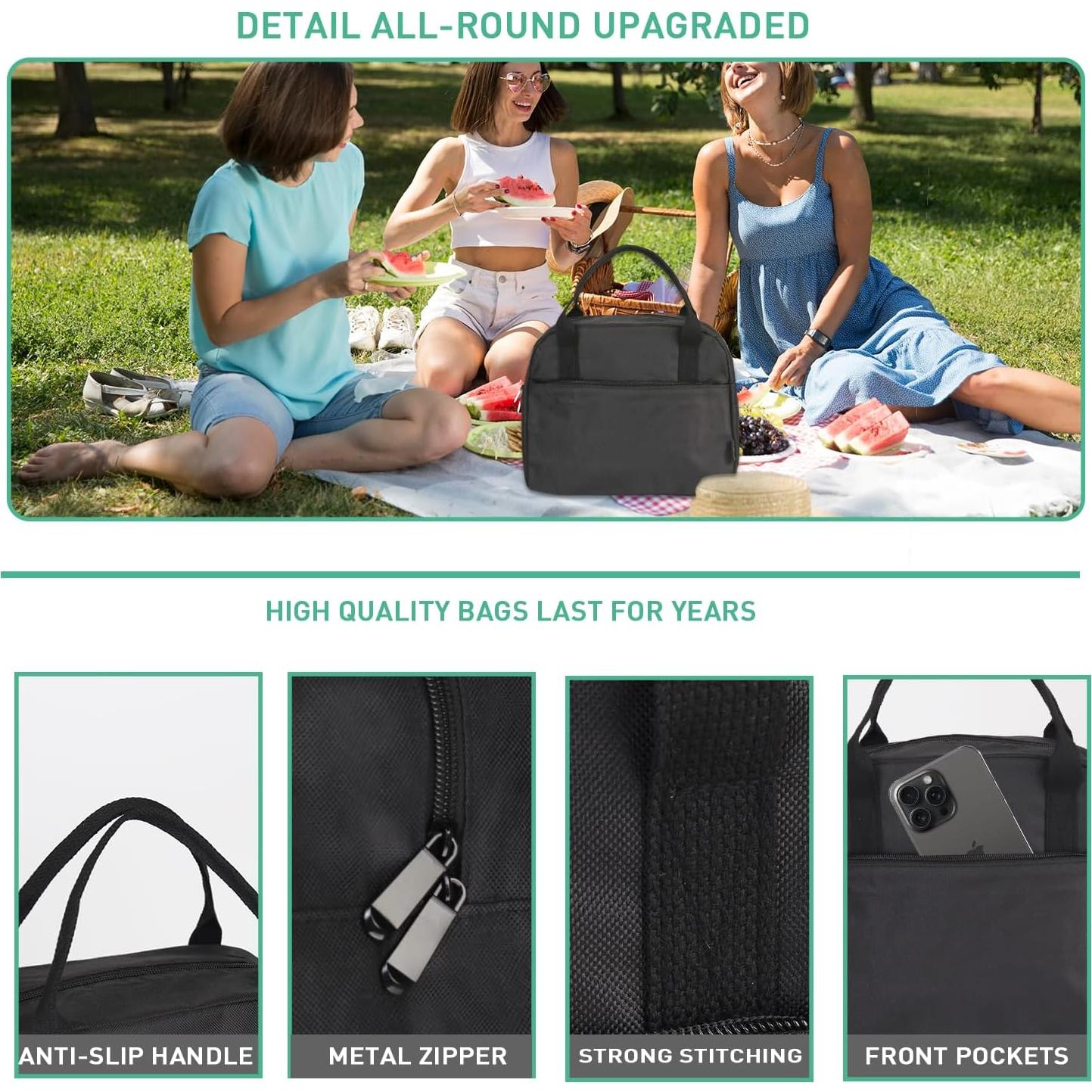 Bolsa de Almuerzo VLM Aislada Reutilizable Floral 8L Negra