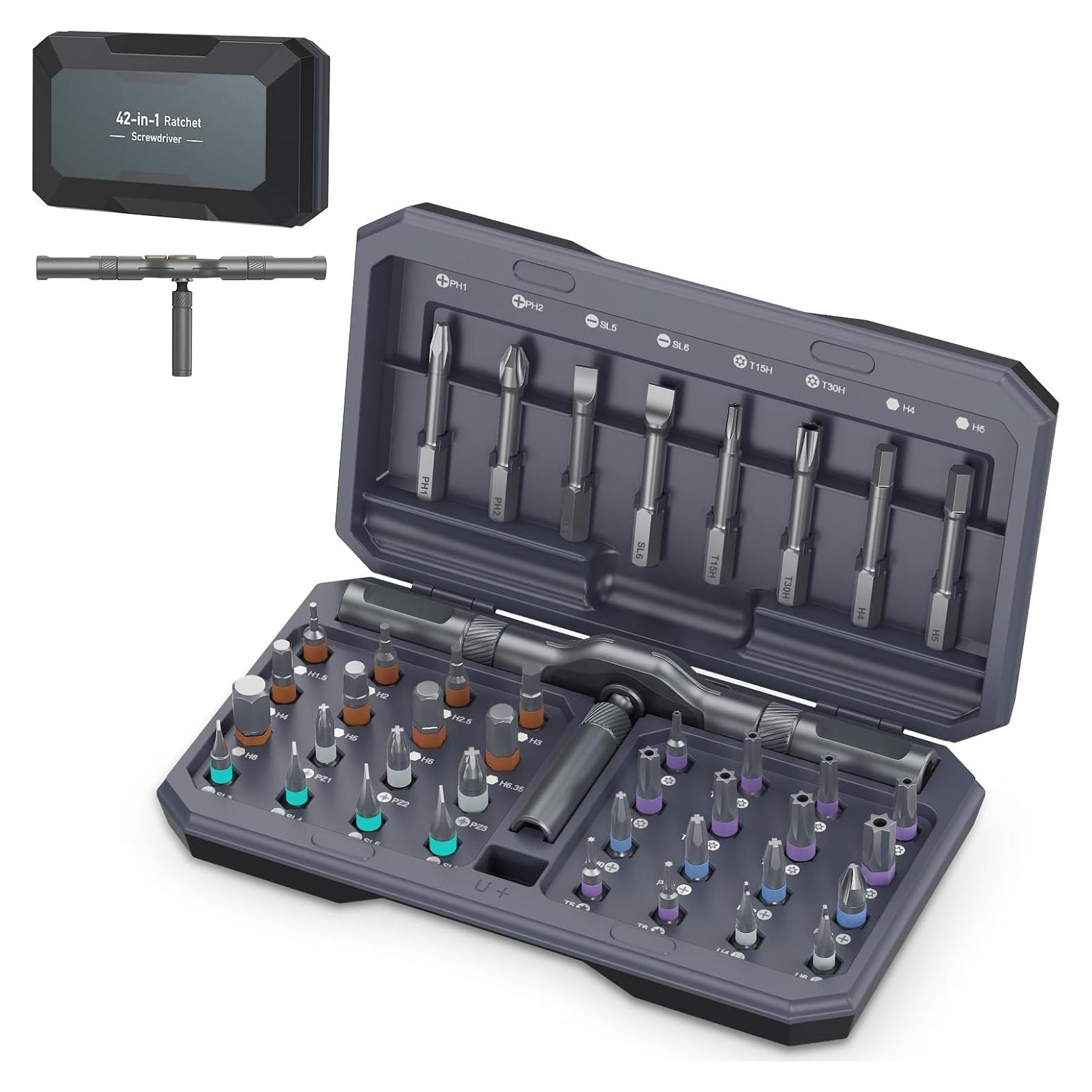 Juego de Destornilladores Magnéticos 42 en 1 Ankilo - Gris