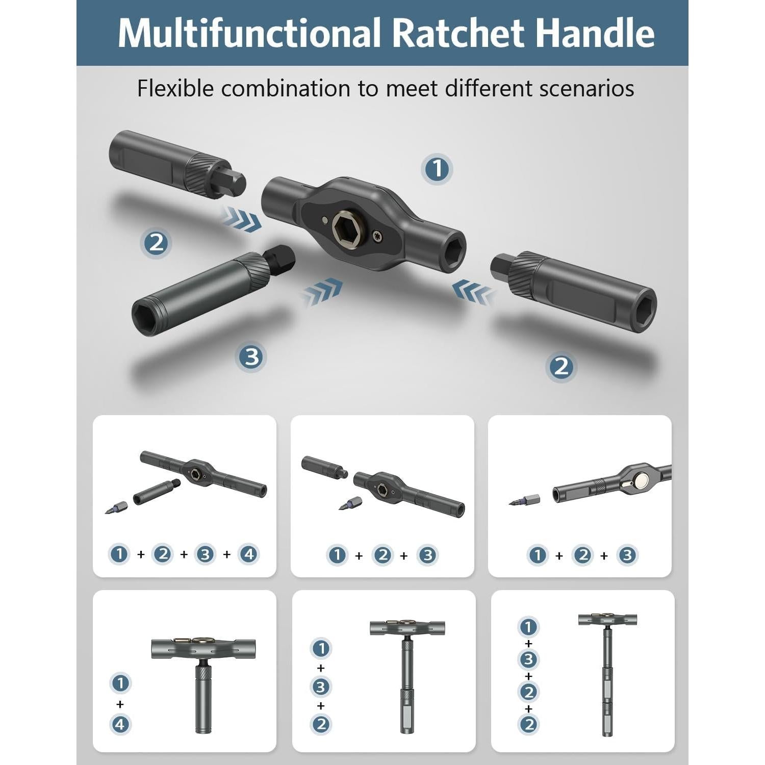Juego de Destornilladores Magnéticos 42 en 1 Ankilo - Gris