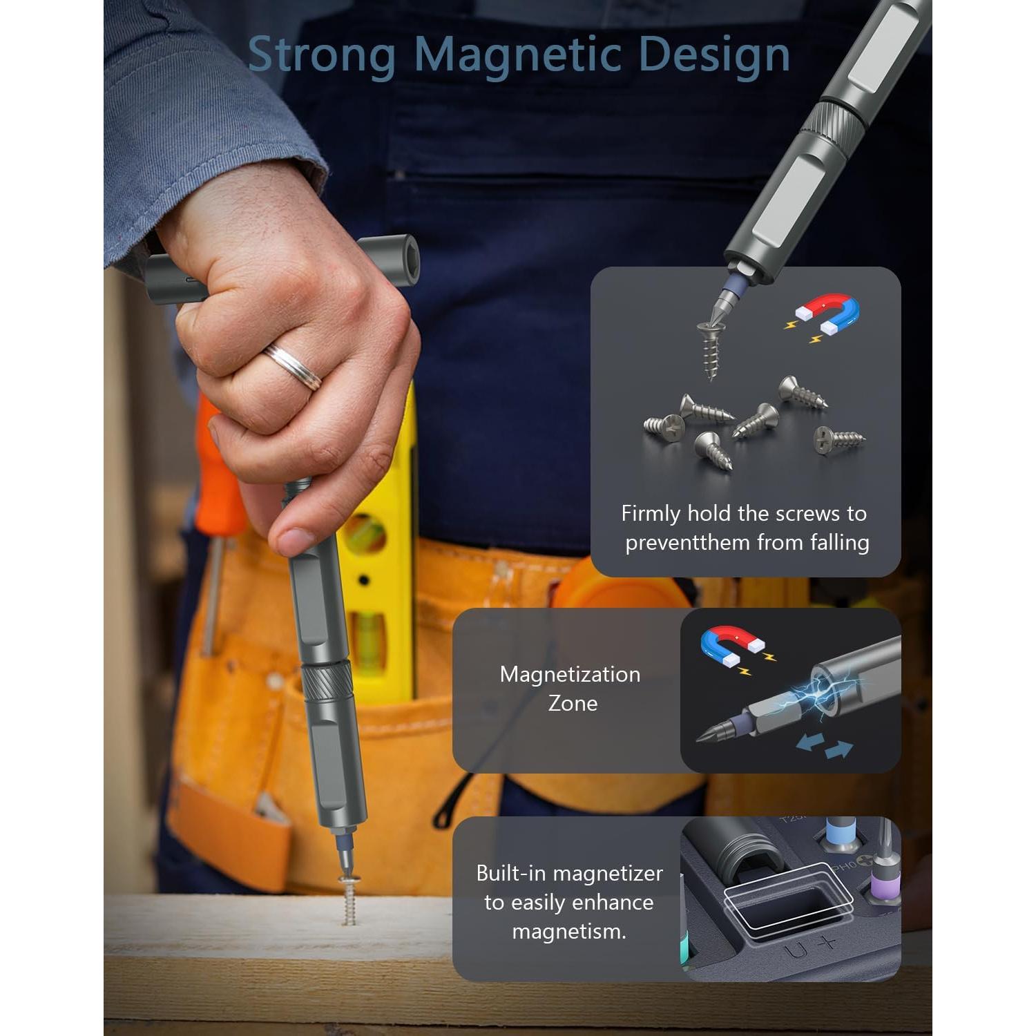 Juego de Destornilladores Magnéticos 42 en 1 Ankilo - Gris
