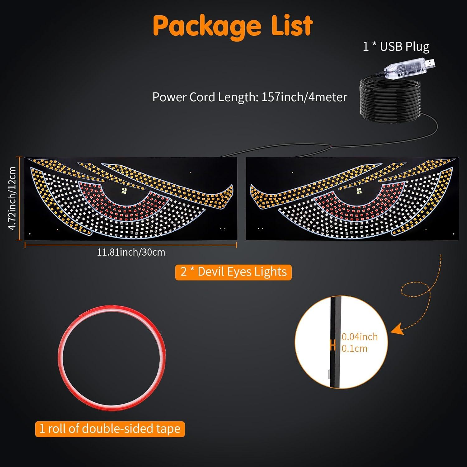 Luz LED Ojos del Diablo 1797 para Autos y Camiones 30x12cm