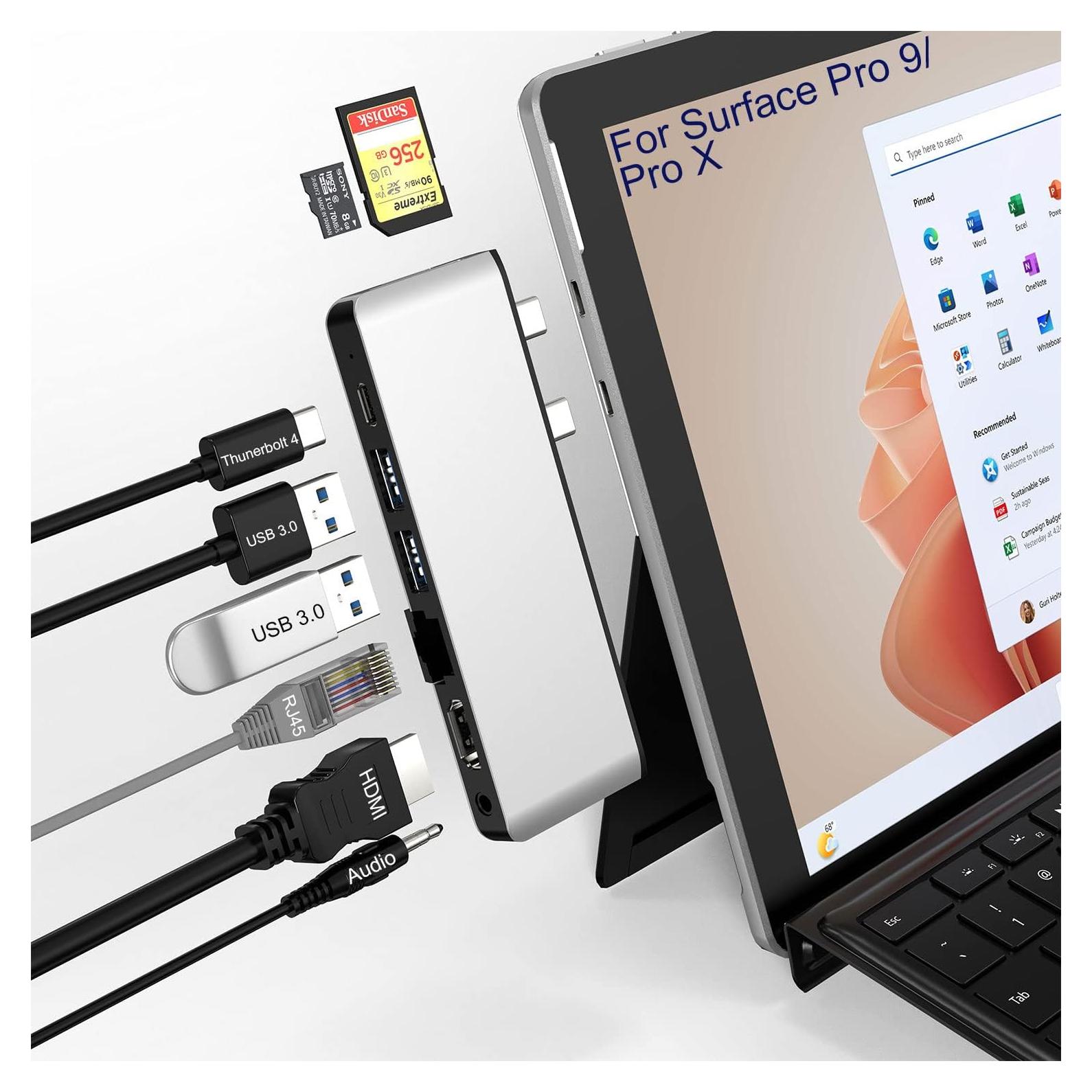 Hub USB de Acoplamiento para Surface Pro 9/11 - 8 Puertos 4K