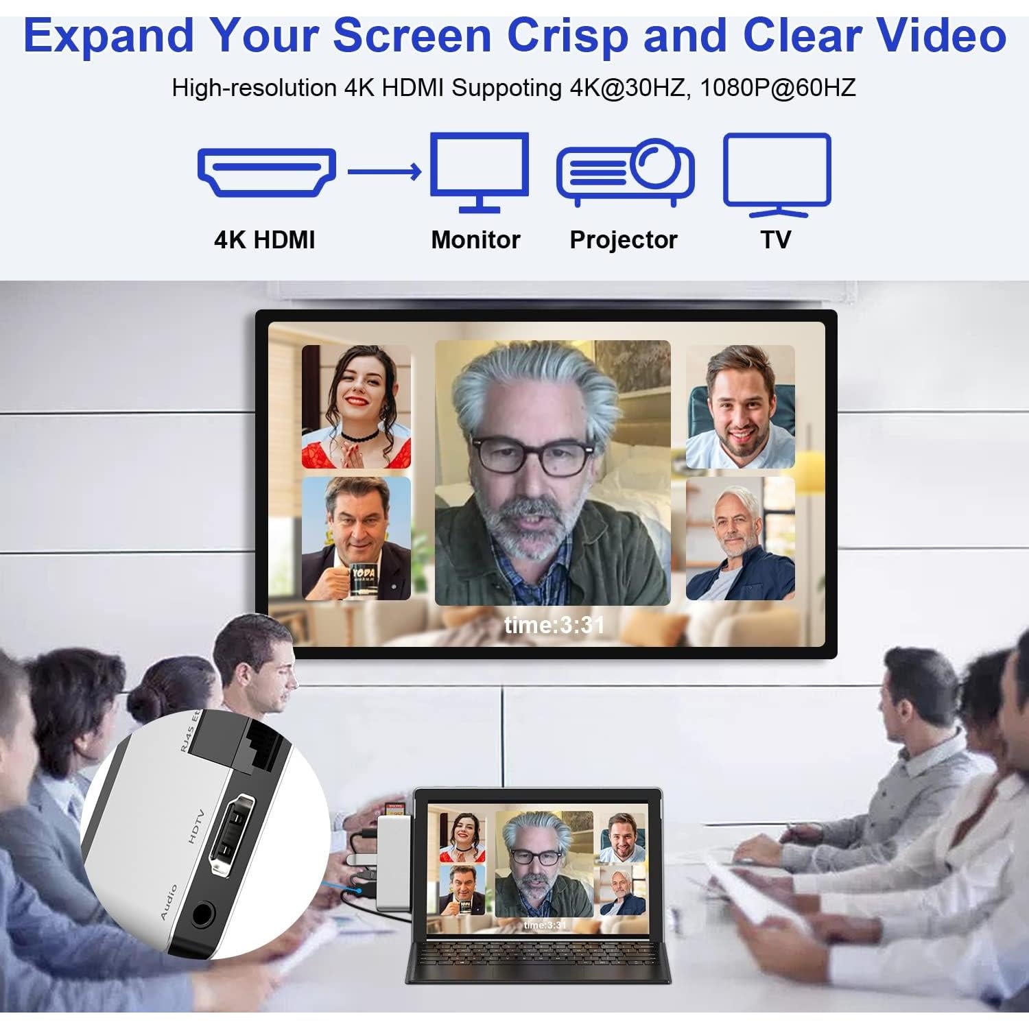 Hub USB de Acoplamiento para Surface Pro 9/11 - 8 Puertos 4K