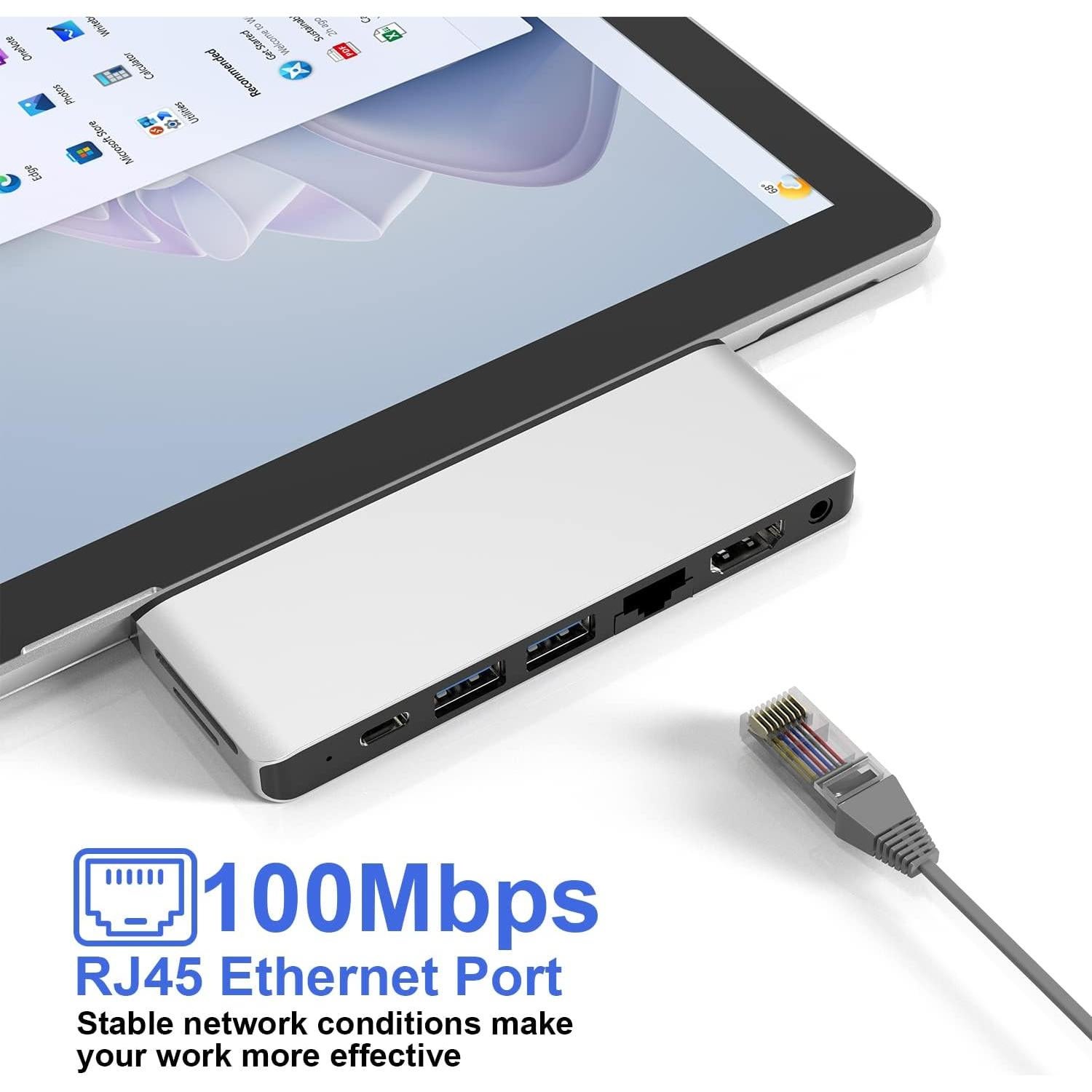 Hub USB de Acoplamiento para Surface Pro 9/11 - 8 Puertos 4K