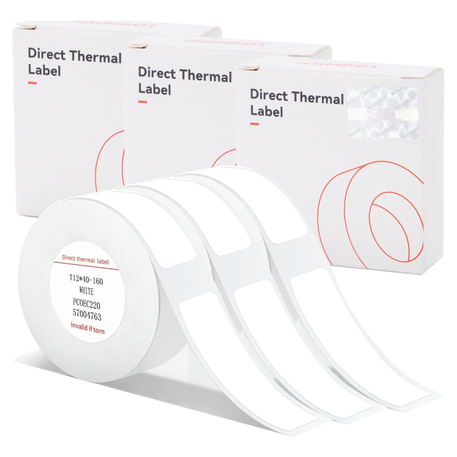 Label Maker Tape Compatible for NIIMBOT D11 D110 D101, Adapted Label Print Paper, Thermal Sticker Paper 0.47" x 1.57" Waterproof Self-Adhesive Labeling Tape(3 Rolls, White)