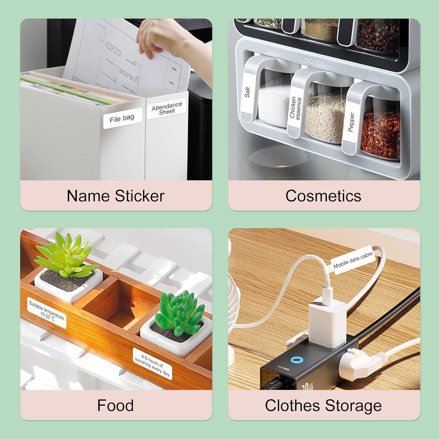 Label Maker Tape Compatible for NIIMBOT D11 D110 D101, Adapted Label Print Paper, Thermal Sticker Paper 0.47" x 1.57" Waterproof Self-Adhesive Labeling Tape(3 Rolls, White)