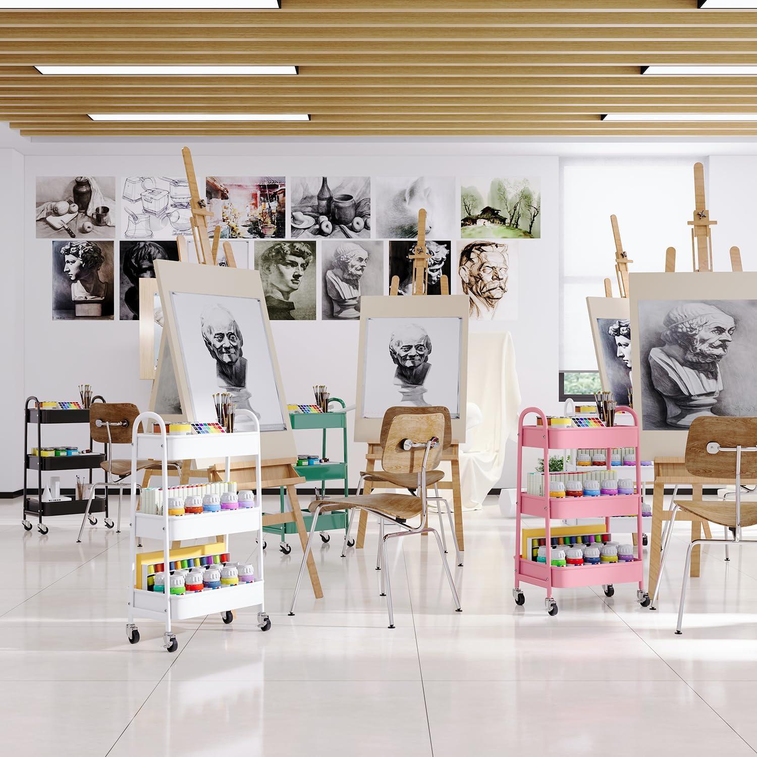 Carro Organizador de Metal Osivaex 3 Niveles Negro 27.22 kg