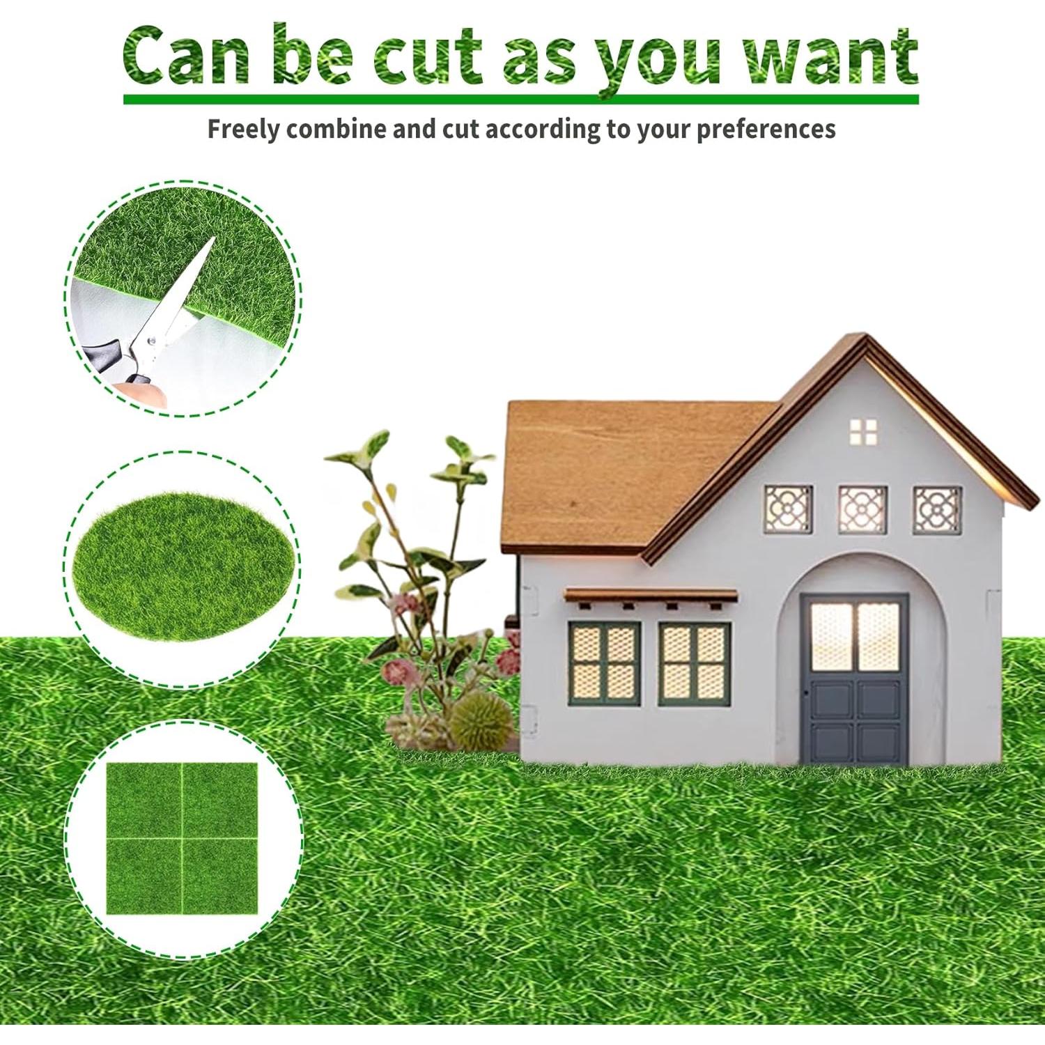 4 Paquetes de Césped Falso 15x15 cm KAEZDD para Manualidades